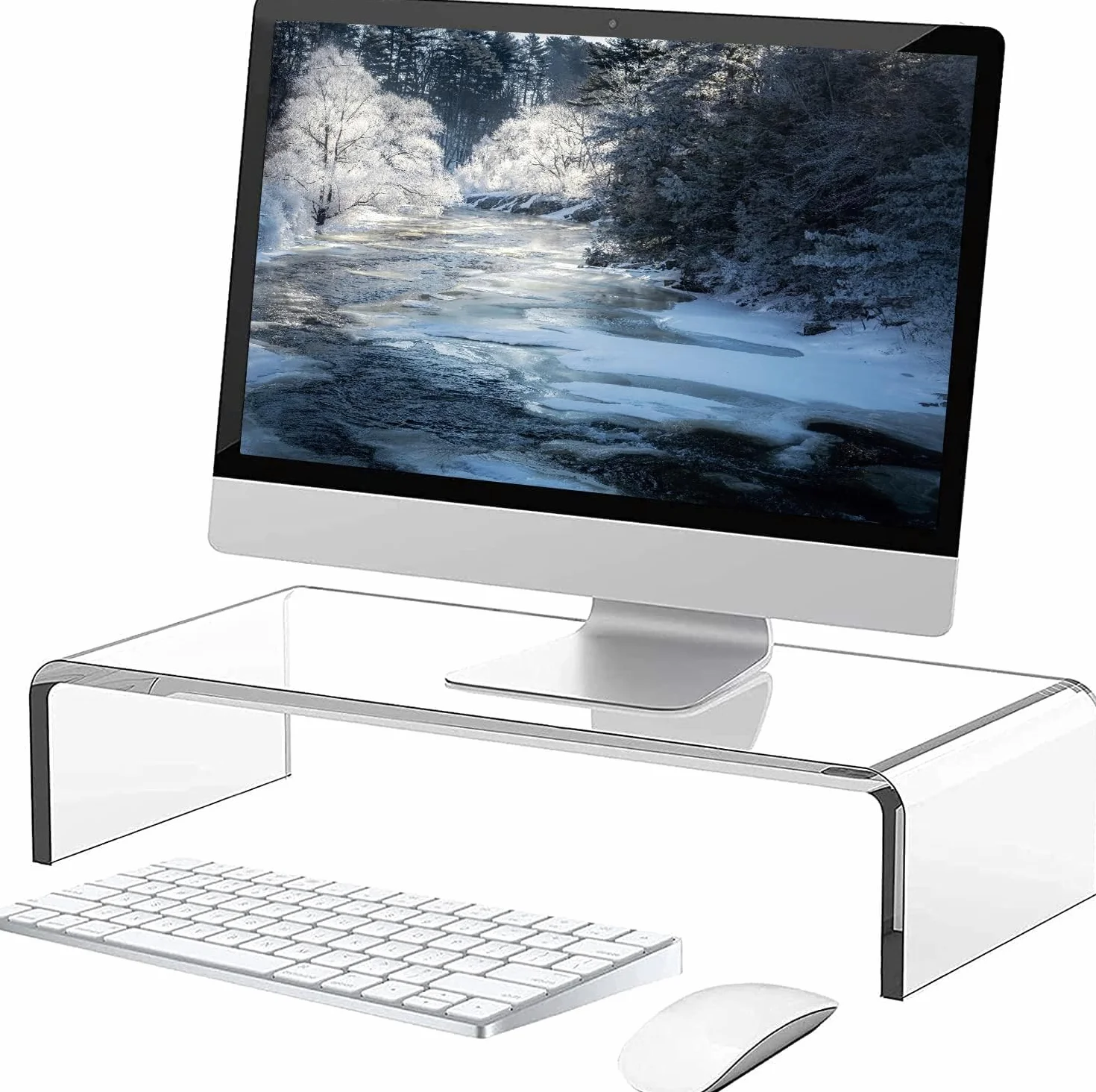 Soporte para monitor acrílico, elevador de pantalla acrílico, mesa de acrílico, elevador de monitor de escritorio para ordenador portátil, pantallas, ordenador, portátil, PC, escritorio(34X19X10cm)