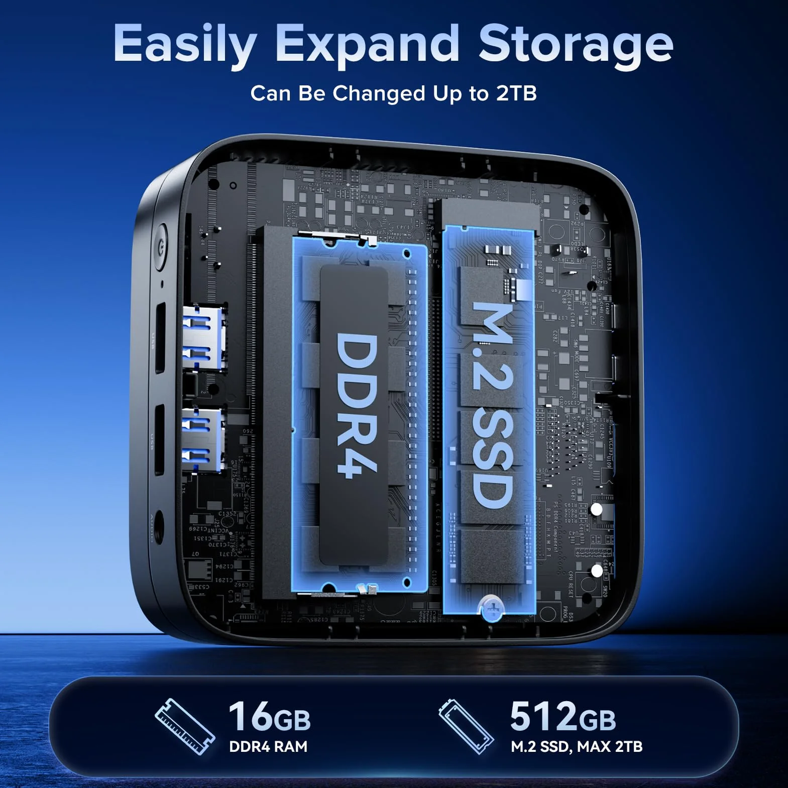 NiPoGi Essenx E1 Mini PC Ιntel Alder Lake-N97 (hasta 3.6GHz) 16GB DDR4 512GB SSD, Mini Ordenador/Gigabit Ethernet/2.4+5G WiFi/BT4.2/HDMI 2.0+DP 1.4 Doble Pantalla 4K@60Hz UHD