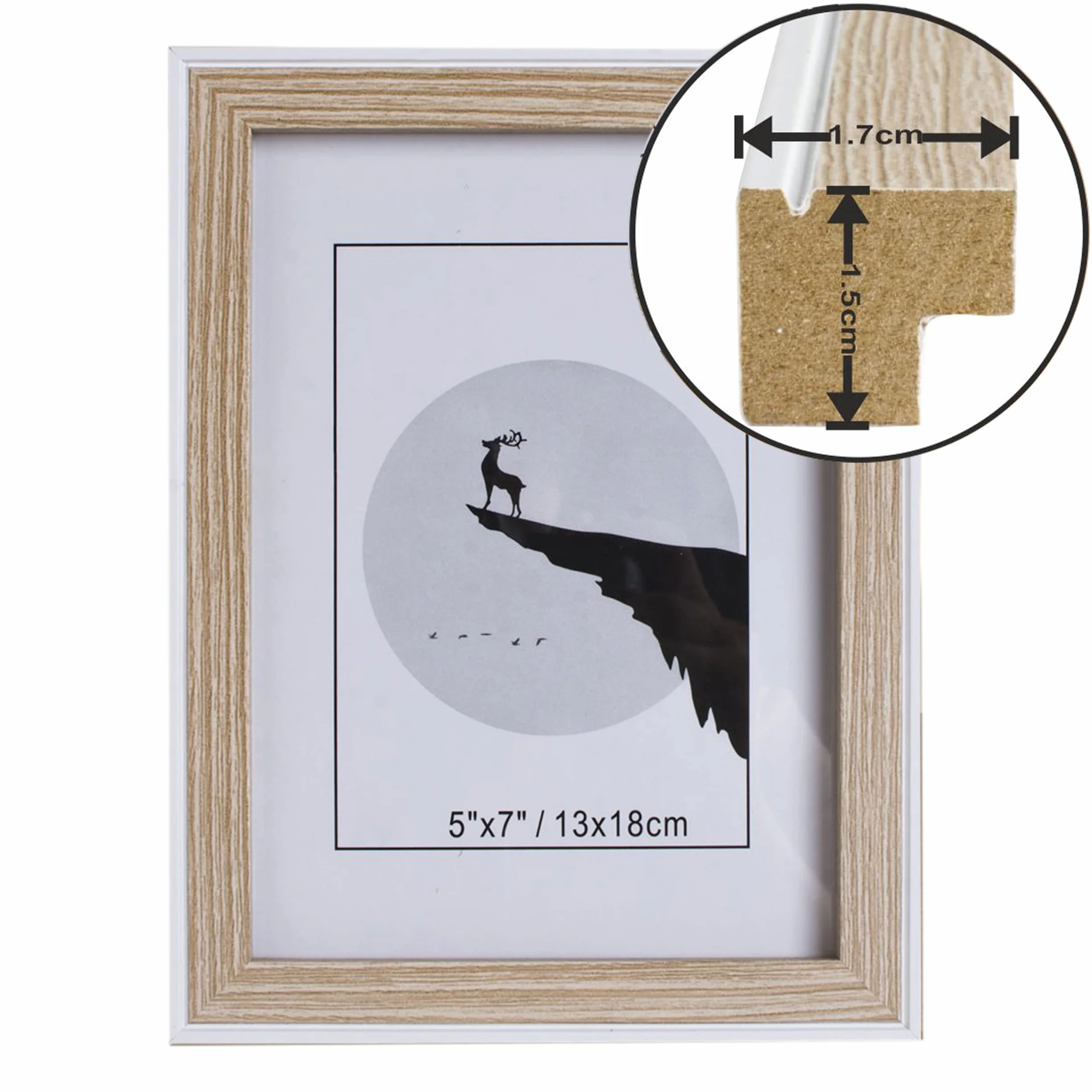 BESCH Marco de Foto 13x18cm Madera Blanca 5x7 Pulgadas Soporte de Pie