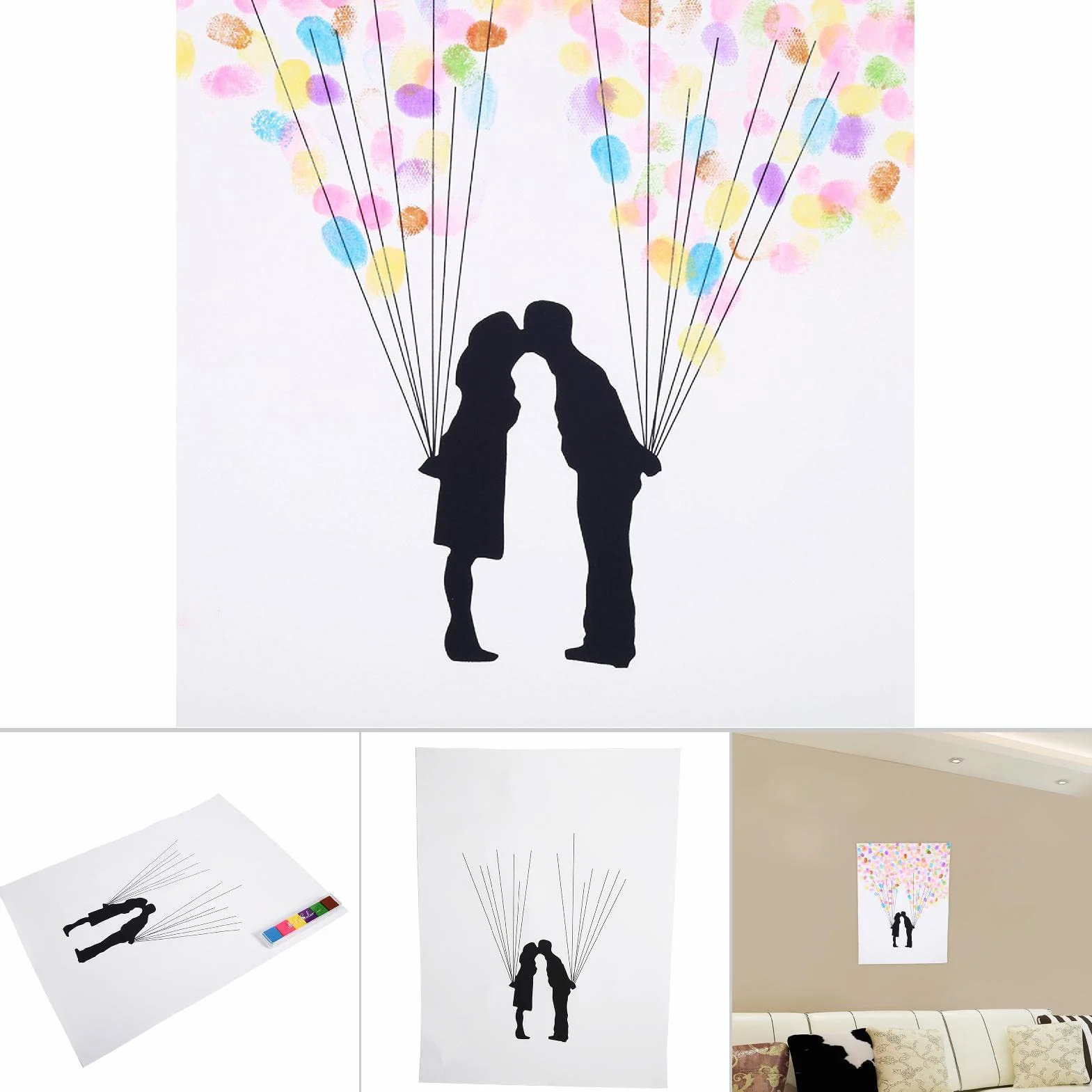 MAGT Arbol de Huellas Dactilares Lienzo 6 Colores Boda Libro de Visitas