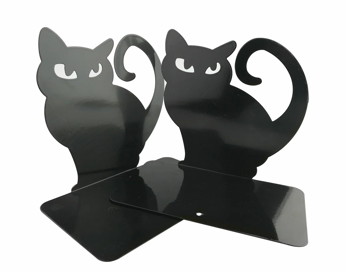 Metal Sujetalibros Antideslizante Engrosamiento Gato Persa Negro Hierro