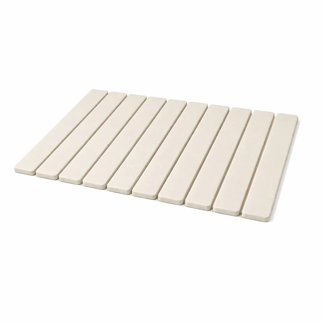 Alfombra de Baño de Piedra Diatomita 40x60 cm Antideslizante Secado Rápido Alta Absorción Enrrollable (Rejilla Beige)