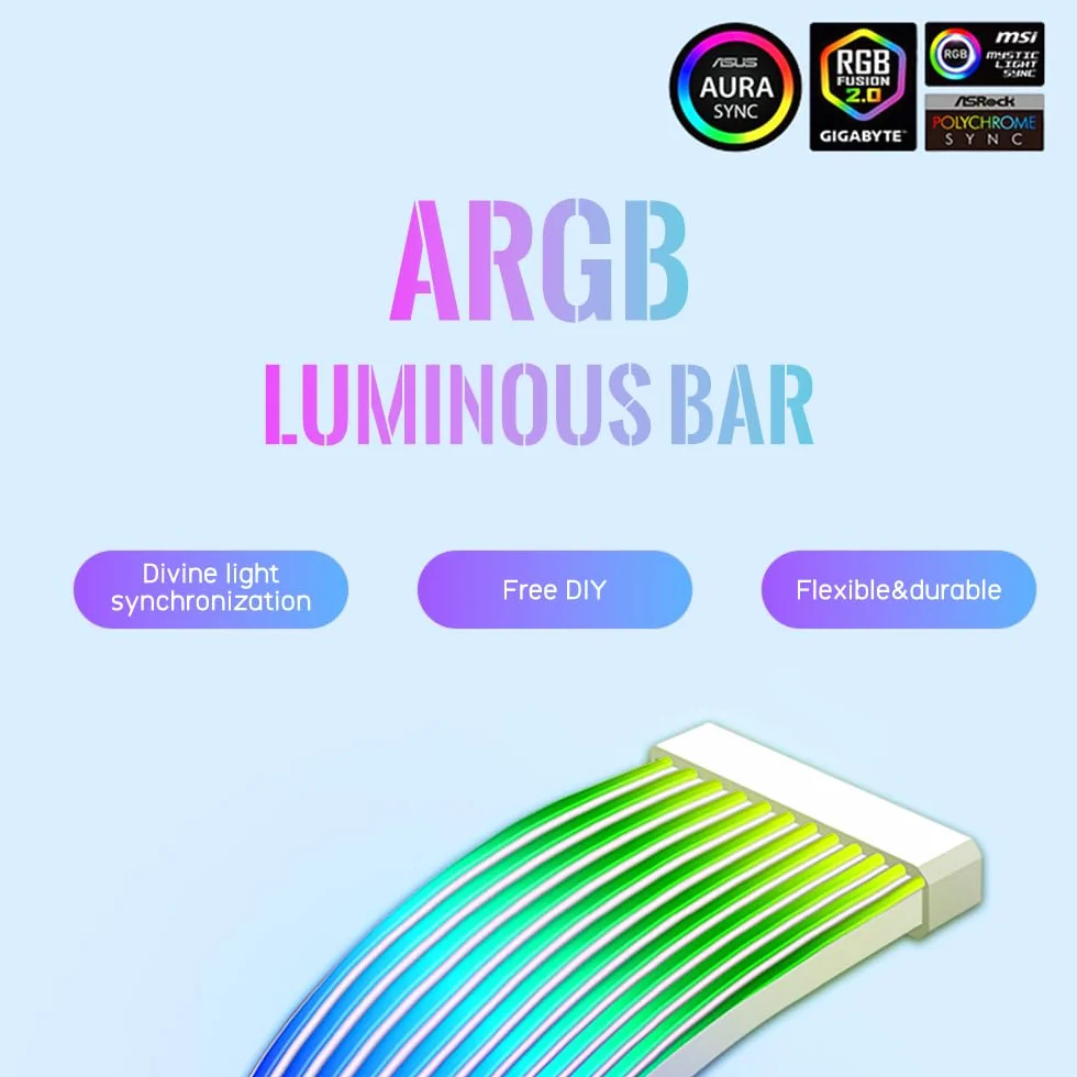 TZMRIT PC Cable Rgb, ARGB PSU Cable Cover Cable Extension, RGB Power Extension Cable Cover Kit for Motherboard and GPU PC Cable Parts Decoration (8PIN BK)