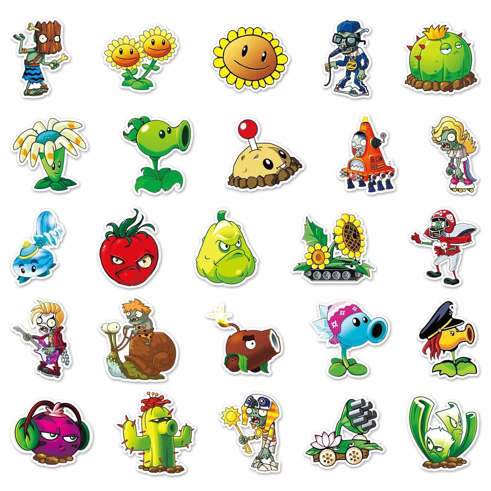 Plants vs. Zombies, 50 pegatinas de juego clásicas impermeables para botella de agua, laptop, monopatín, calcomanías de graffiti de anime de dibujos animados para adolescentes, niños y niños