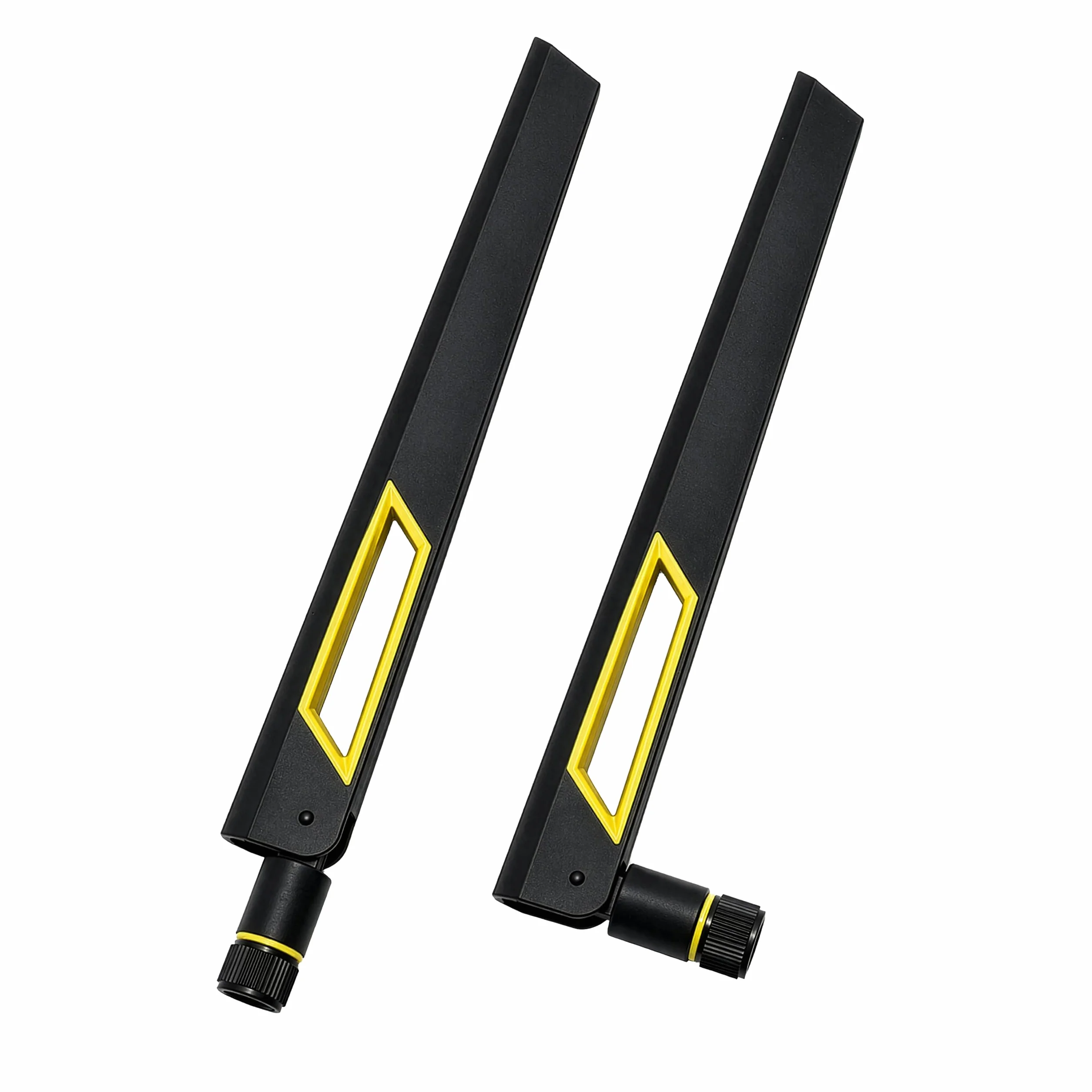 Black and Gold 10dBi Dual Band Signal Booster Wi-Fi Antennas (2.4GHz/5GHz-5.8GHz) with SMA Male Connector for Wireless Camera, Router, Hotspot - 2 Pack
