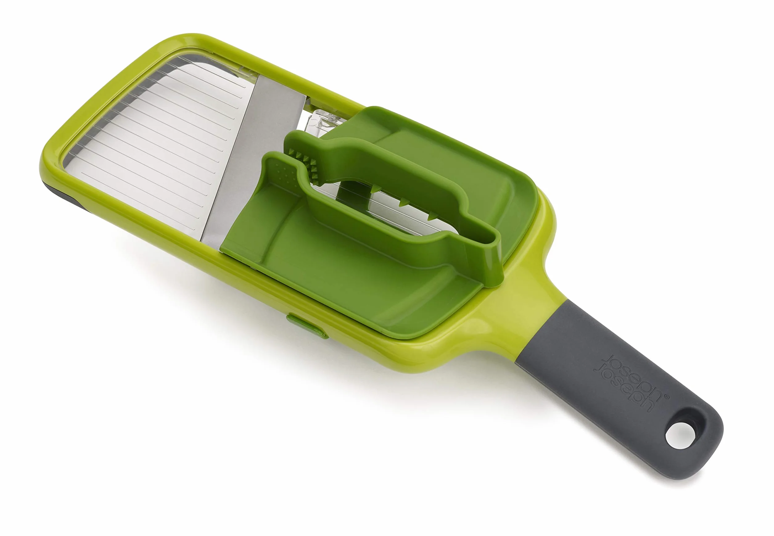 Joseph Joseph Mandolina de cocina Cortador de verduras ajustable con agarre de precisión 3 grosores Verde