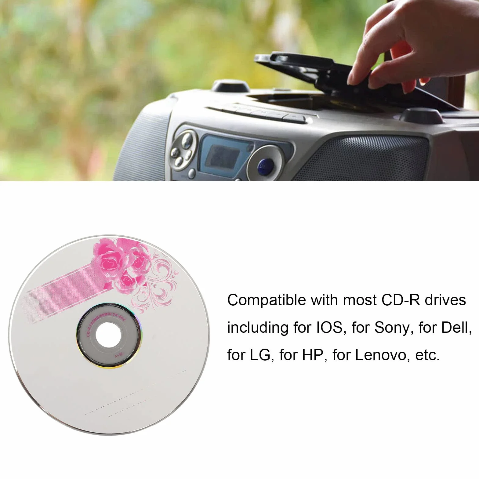 Bewinner Discos CD-R Vírgenes, Disco Grabable 52X de 700 MB, CD Vírgenes para Grabar Música, Almacenar Datos de Imágenes Digitales (50 PCS)