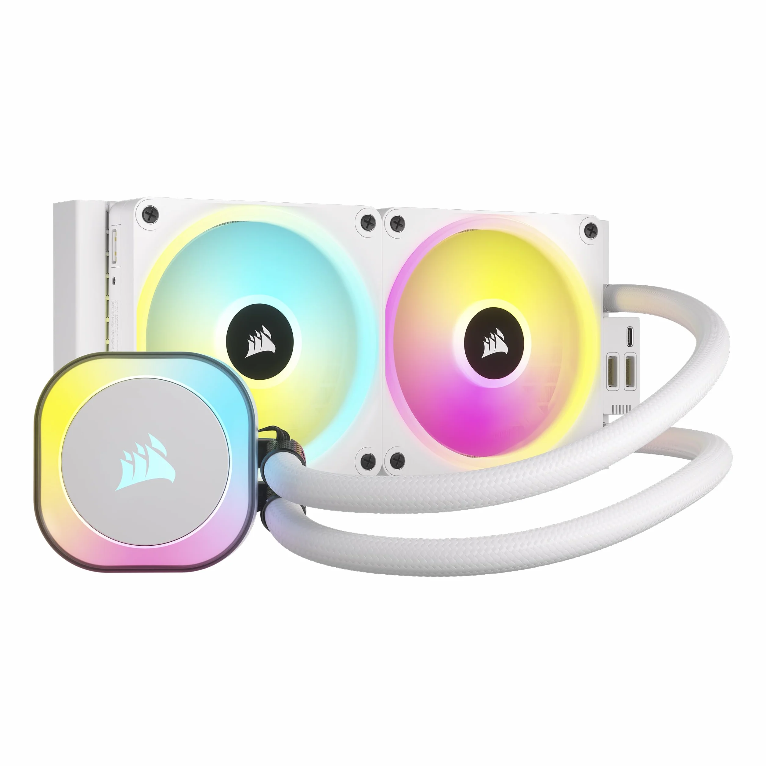 CORSAIR iCUE LINK H100i RGB Refrigerador Líquido Para CPU - 240mm AIO - Ventiladores QX120 RGB - Se Adapta a Intel® LGA 1700, AMD® AM5 - Concentrador de Sistema iCUE LINK Incluido - Blanco