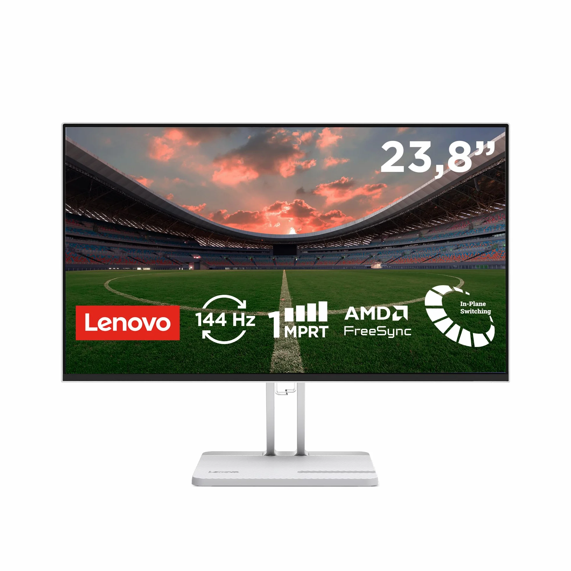Lenovo L24-4C - Monitor FHD 23.8" (IPS, Tasa de Refresco 144Hz, Tiempo de Respuesta 1ms, AMD FreeSync, HDMI 1.4, VGA, 2 Altavoces Integrados de 3W, VESA 100 x 100 mm, Soporte Inclinable) Gris Nube