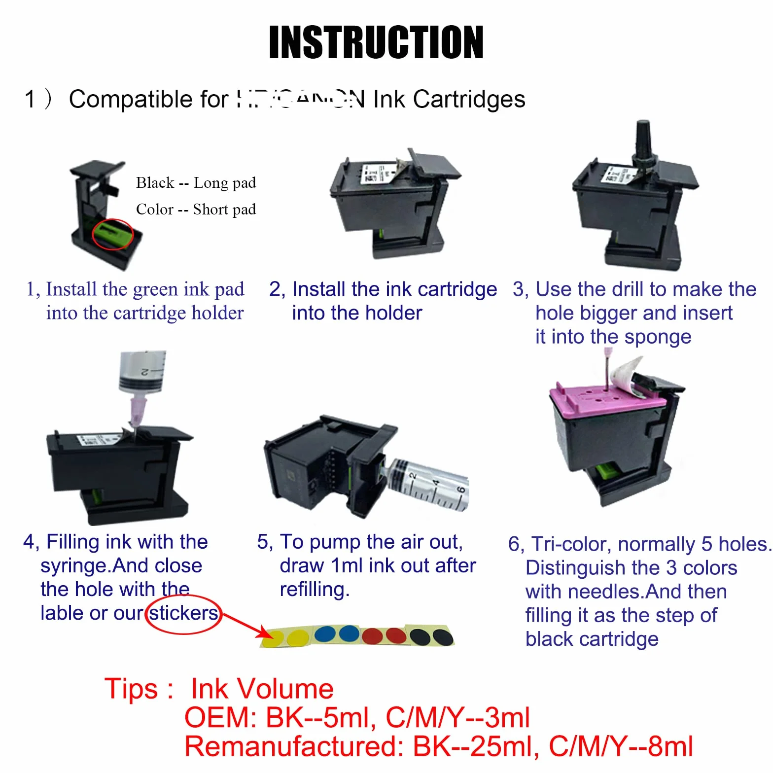 Kit de Recambio de Tinta Compatible con Cartucho de Tinta Canon PG-560 CL-561 PG-540 CL-541 PG-540XL CL-541XL 560XL 561XL 540XL 541XL Series, 5 Botellas de Tinta con Herramientas de Recarga