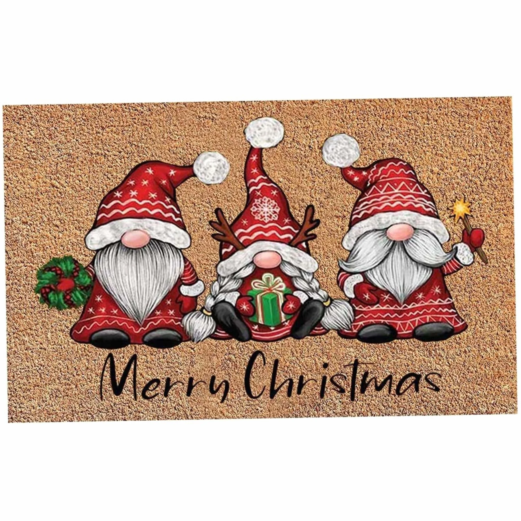 Alfombra navideña para Puerta, Alfombra navideña de 24x16 Pulgadas, Antideslizante, para Puerta de gnomo de Feliz Navidad, de Entrada de Terciopelo para Decoraciones navideñas
