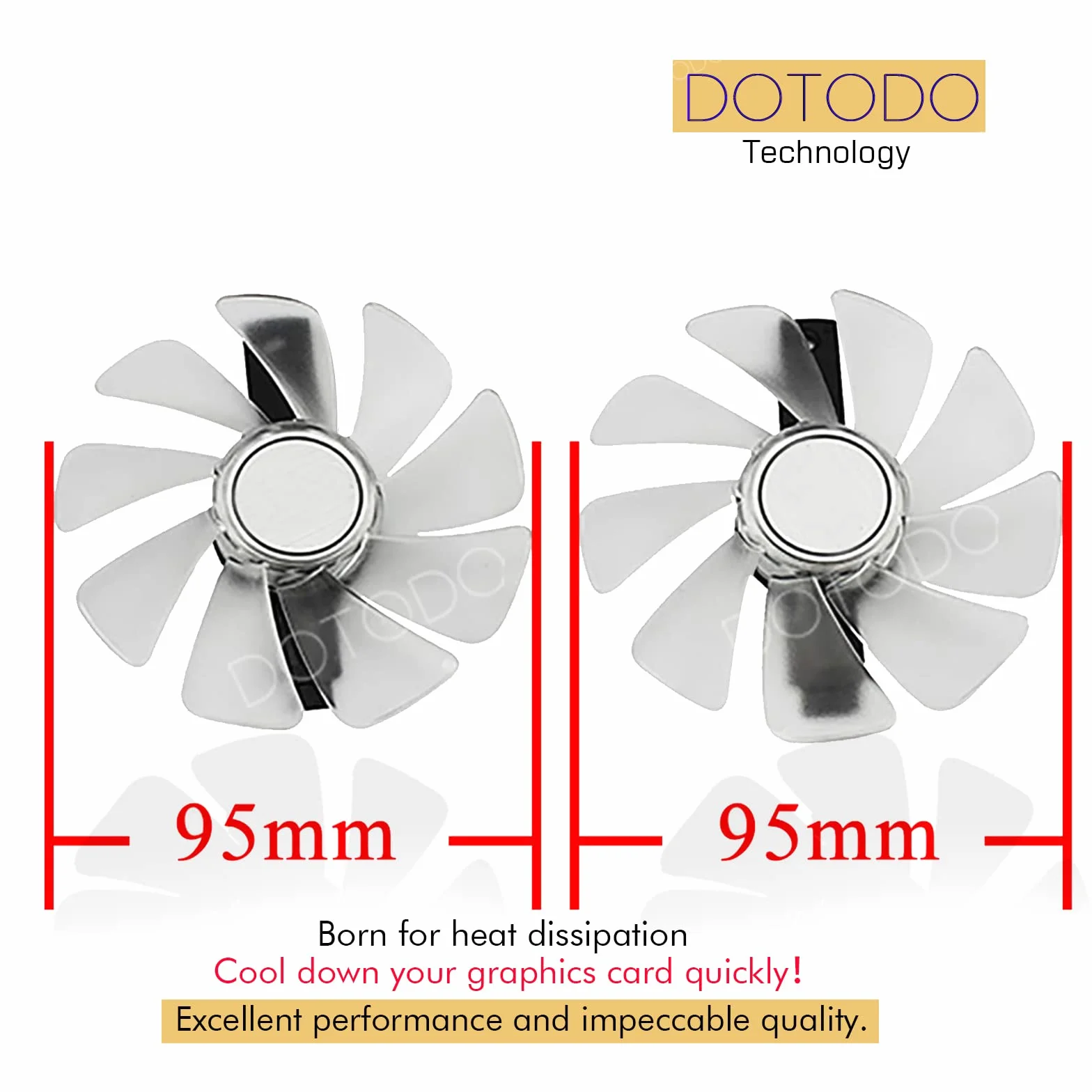 95MM Ninguno Cable CF1015H12D/FDC10U12S9-C Tarjeta Gráfica Enfría Ventilador para Sapphire NITRO RX 580 RX 570 RX 480 VGA Video Card Cooling (Blanco 2 PCS)