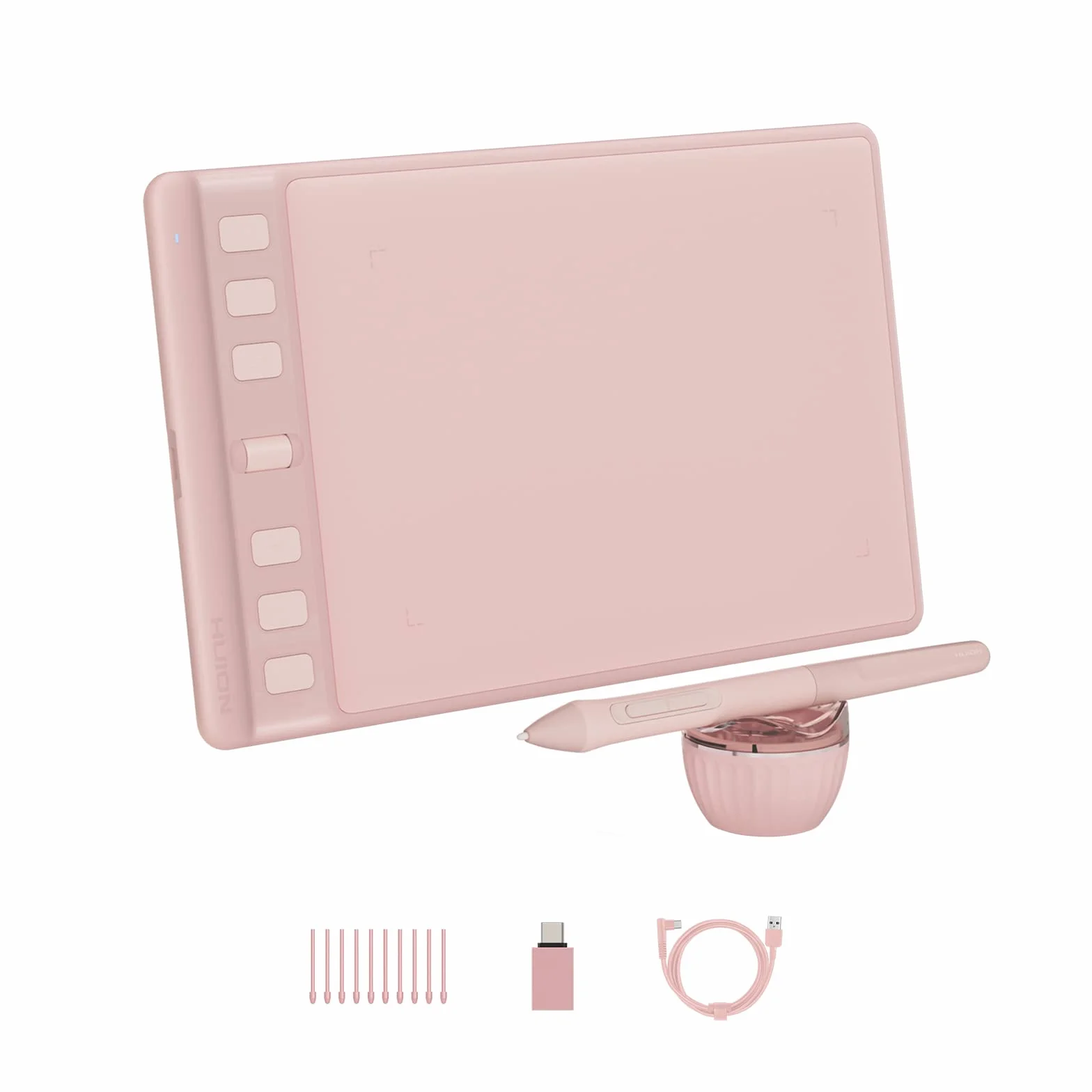 HUION Inspiroy 2 S Tableta Gráfica, 6 Teclas de Presión y Scroller, Nuevo Bolígrafo Digital PW110, Tableta de Dibujo Portátil de 6,3 x 3,9 Pulgadas para Dibujar, Estudiar y Trabajar Desde Casa, Rosa