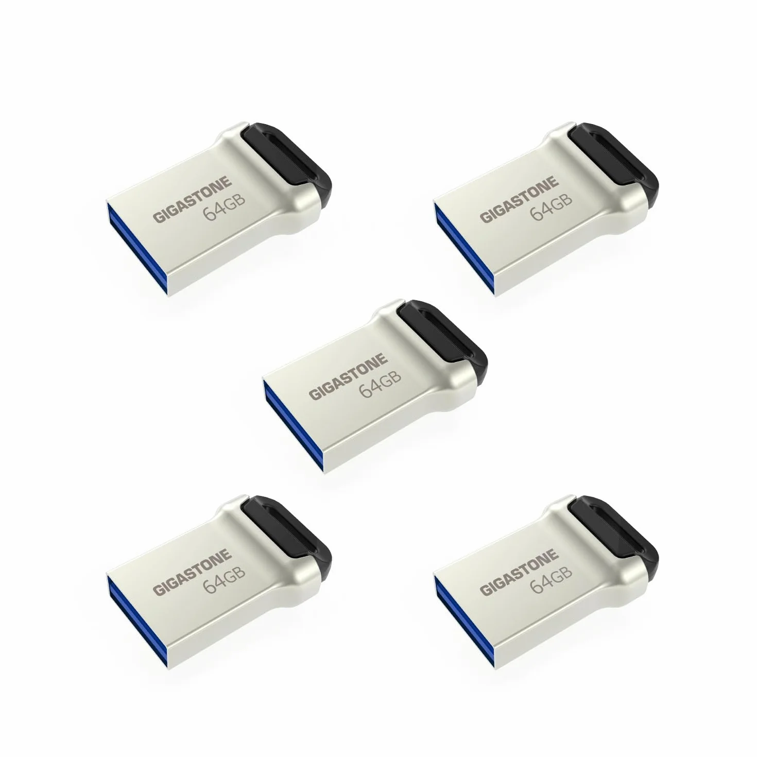 GIGASTONE Unidad flash nano de 64 GB (paquete de 5) Z90 USB 3.2 Gen 1, 120 MB/s ultrarrápida, superligera, diseño de metal robusto, almacenamiento de datos, copia de seguridad para PC/Mac/TV/coche