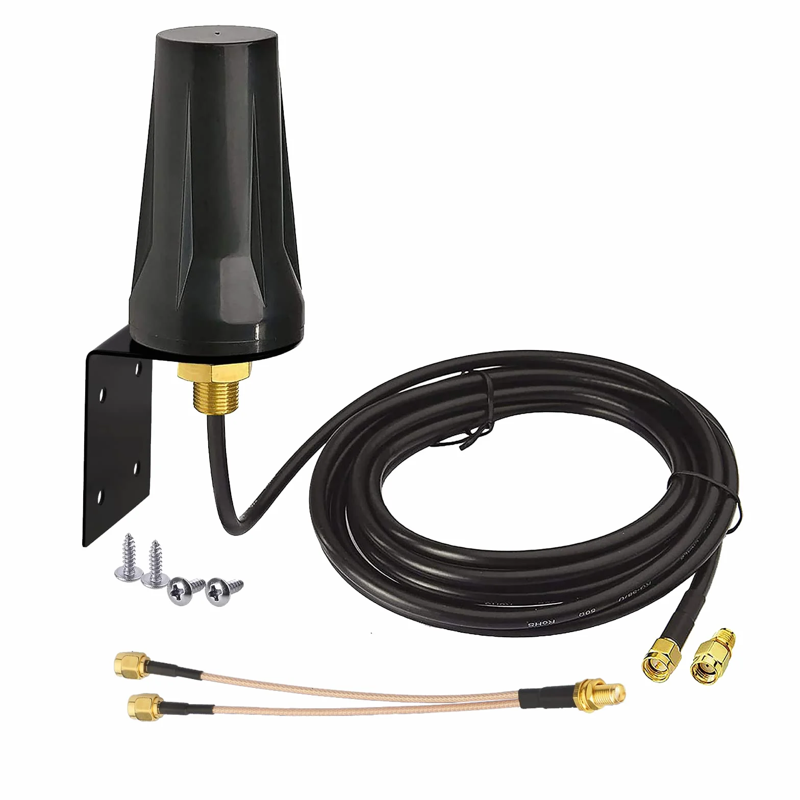 Bingfu Antena 4G LTE para Exteriores 5dBi Impermeable Antena de Montaje en Pared con SMA Hembra a Doble SMA Macho Cable Divisor Compatible con gsm 3G 4G LTE Router Gateway Cellular Trail Camera