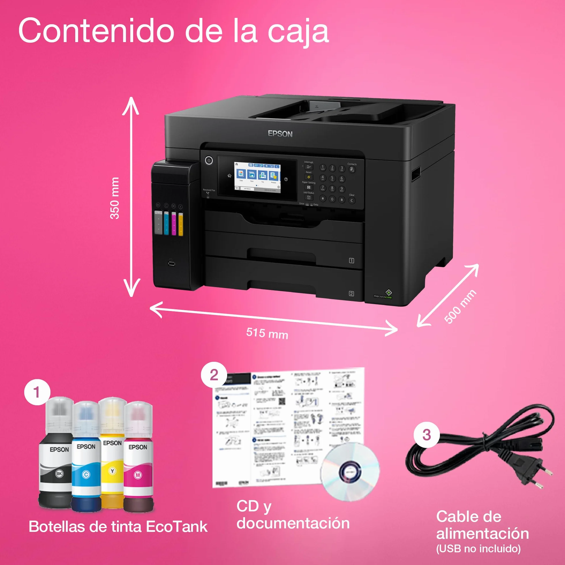 Epson Impresora multifunción EcoTank ET-16605 A3+ con depósito de Tinta, conexión Wi-Fi y fax