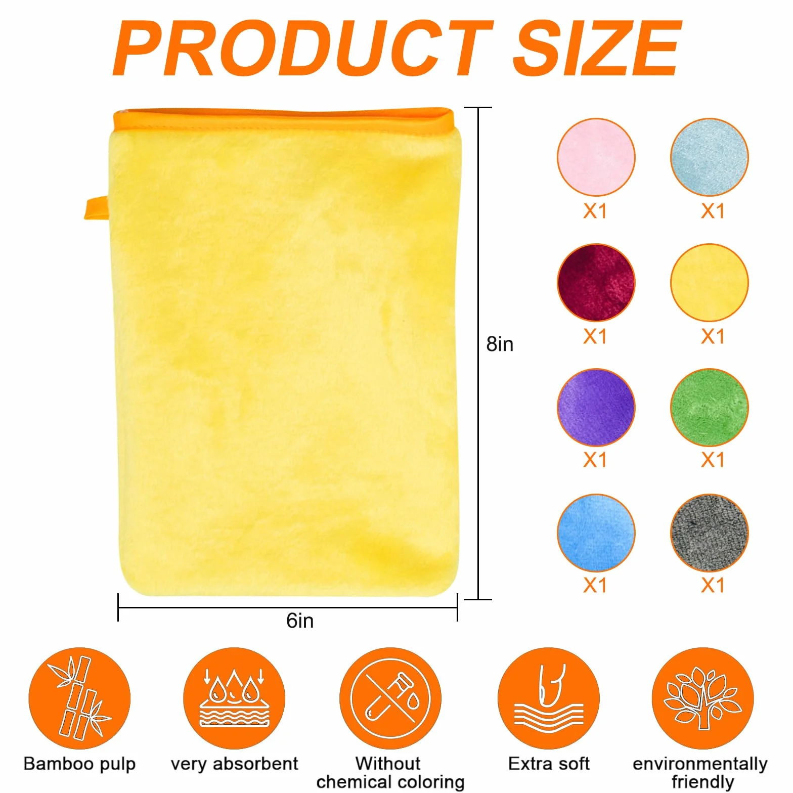 Manoplas Baño 15x21 cm Microfibra Suave, Guantes de Limpieza Facial Reutilizables, 8 Piezas