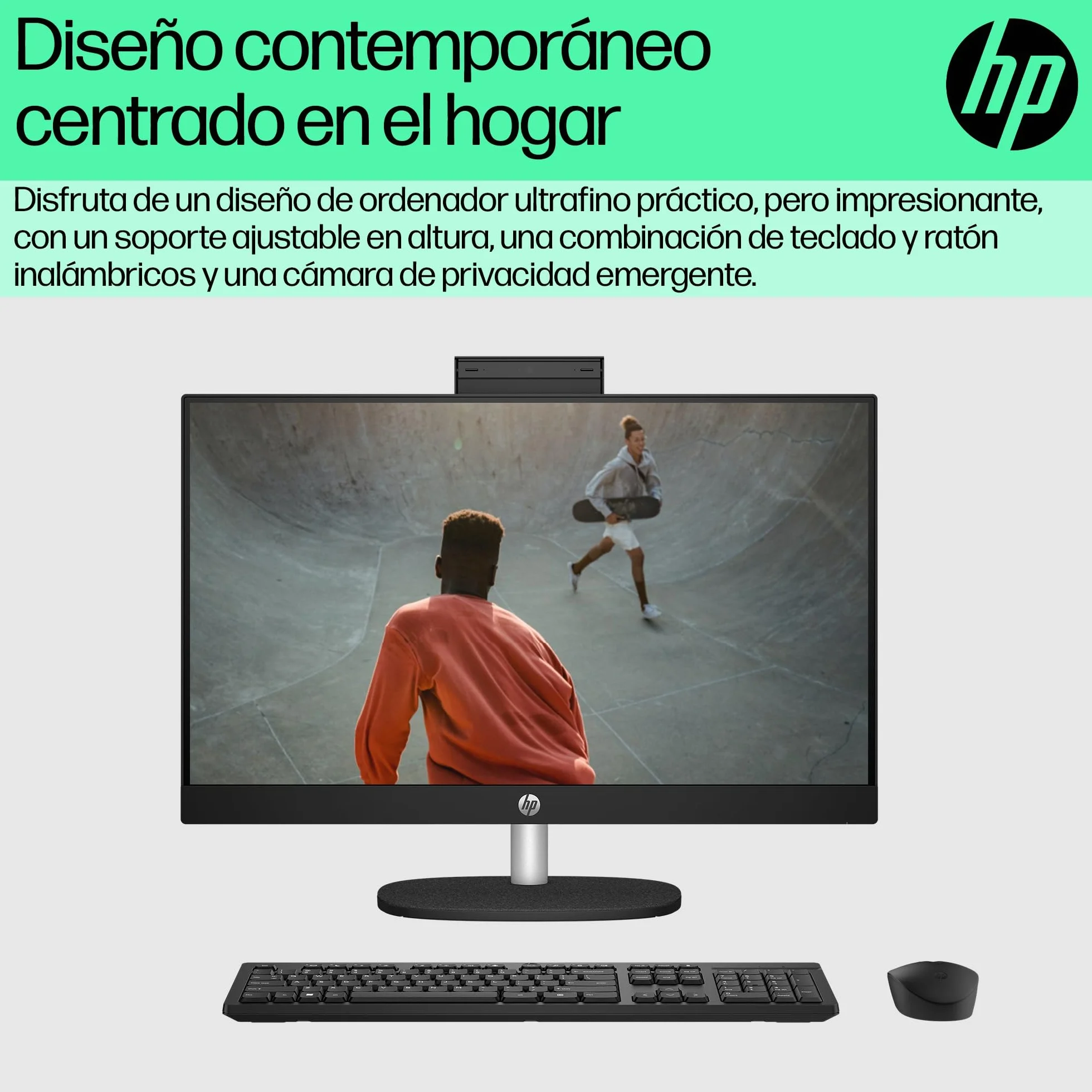 HP All-in-One 27-cr0062ns, PC Todo en Uno 27” FHD, AMD Ryzen 7 7730U, 16GB RAM, 512GB SSD, AMD Radeon Graphics, Cámara HD, Wi-Fi, Teclado y Ratón Inalámbricos, Sin Sistema operativo, QWERTY Español