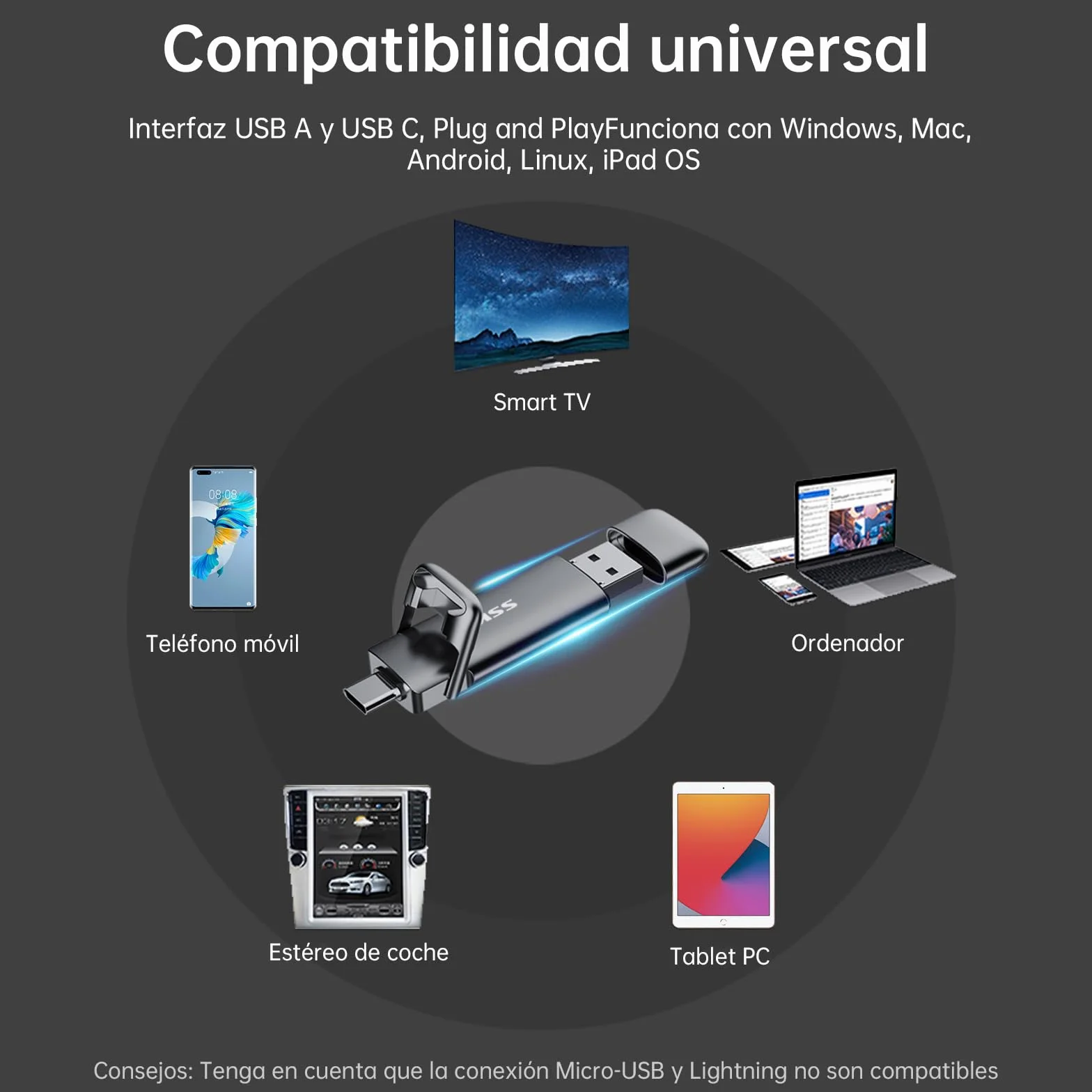 SSK SSD Pendrive 128 GB ，Memoria USB Flash hasta 550 MB/s, Dual Drive usb3.2 Gen 2 Tipo c + a OTG Metal Pen Drive，Disco Duro Externo SSD para Smartphones Android, Pc, Tabletas,Macs