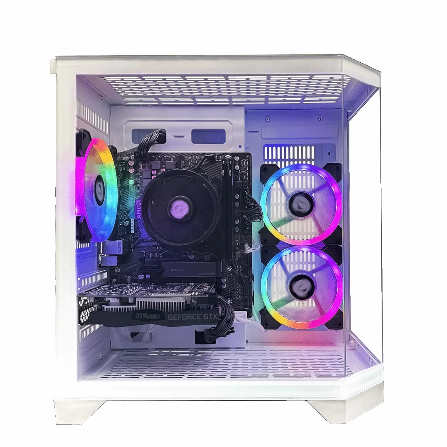 NitroPC - PC Gaming Avanzado (AMD Ryzen 5 5500 3.6 GHz, NVIDIA RTX 5060 8GB, RAM 16GB, M.2 1TB, Windows 11 Pro, iluminación RGB, WiFi) Ordenador de sobremesa, PC Gamer (Blanco)