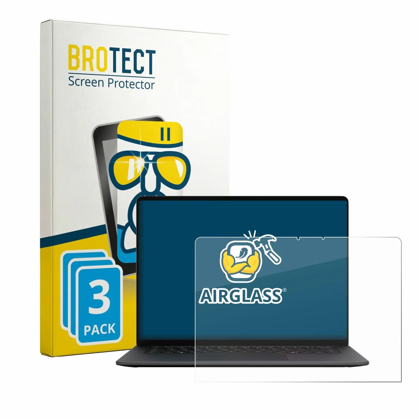 BROTECT Protector Pantalla Cristal para Microsoft Surface Laptop 15" 2026 Protector Vidrio (3 Unidades) - [Dureza 9H, Anti-Arañazos]