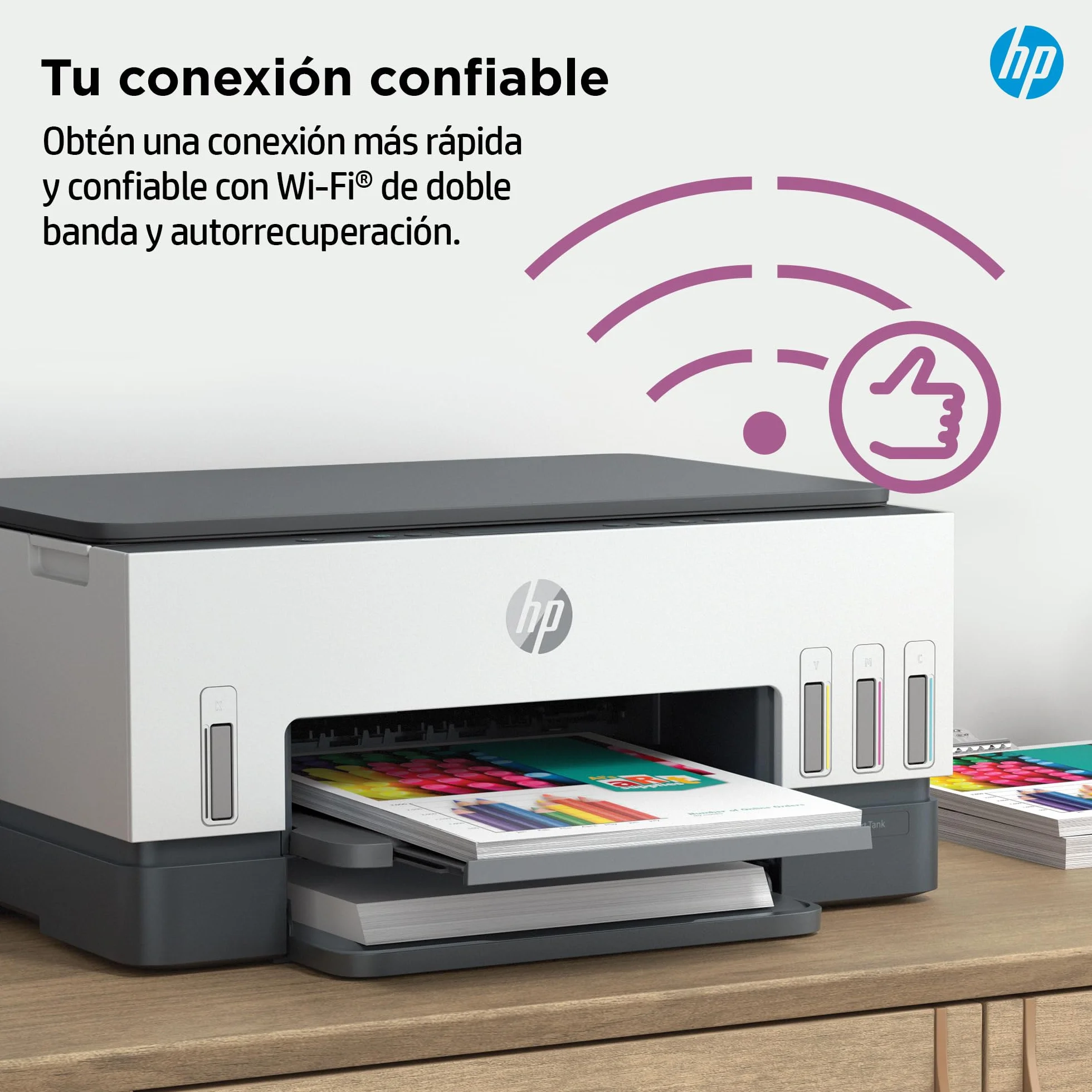 HP Smart Tank 6005, Impresora A4 Multifunción a Color, Inyección de Tinta, Wi-Fi de Doble Banda, Impresión automática a Doble Cara, Escáner, Copiadora, Smart App, Tinta incluida hasta 3 años