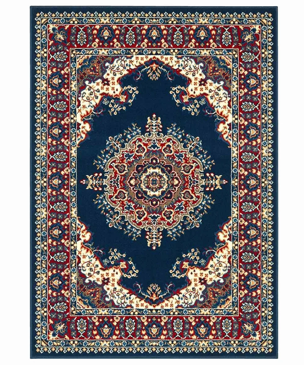 Alfombra económica persa oriental de estilo clásico, para salón y dormitorio 4480 azul 140x200 cm