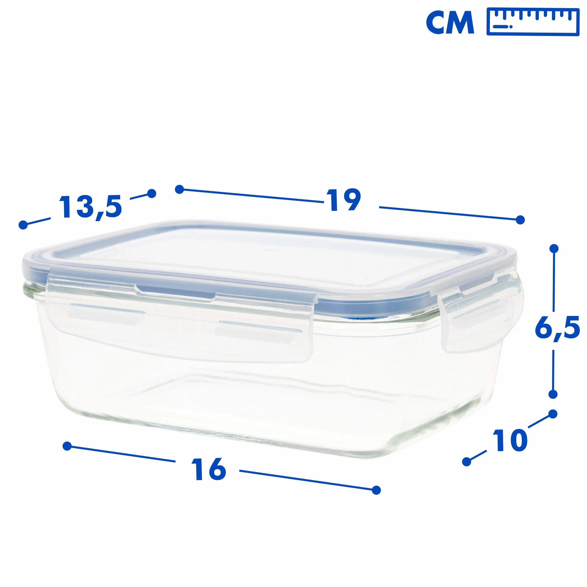 Pack 6 Recipientes Herméticos de Vidrio, táper Cristal Apto para Microondas, 800 ml, Envases para Comida con Cierre