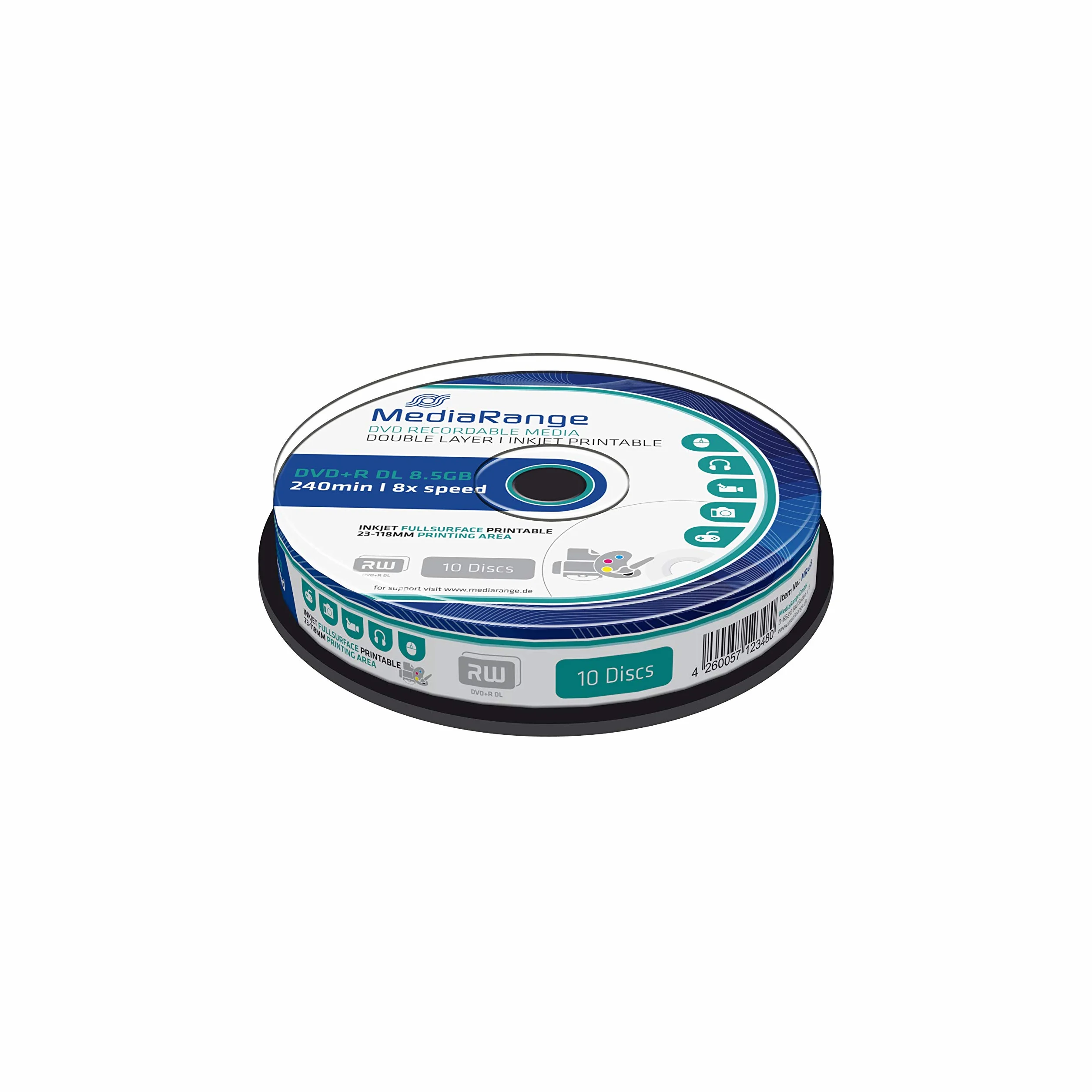 MediaRange DVD+R 8.5GB 10pcs MR468, DVD+R DL, cakebox, 10, MR468 (MR468, DVD+R DL, cakebox, 10 pc(s), 8.5 GB)