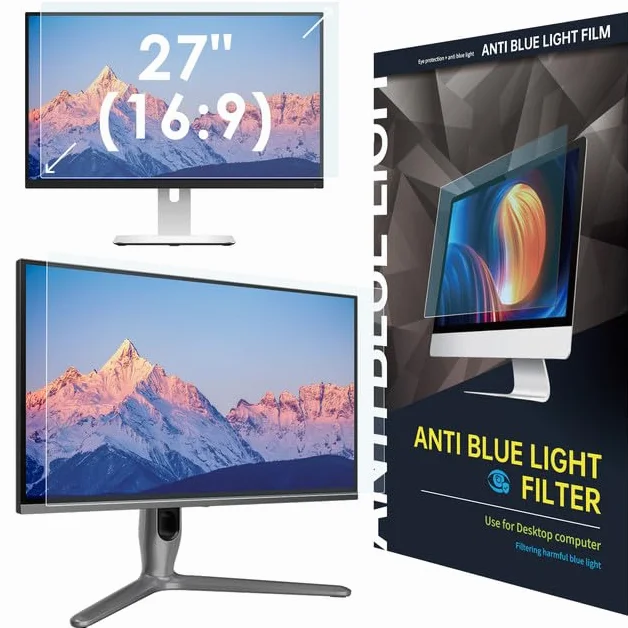 LAMA Protector de pantalla antifiltro de luz azul para monitor de 27 pulgadas, protector de pantalla de bloqueo de luz azul, protector de ojos, protector antideslumbrante 16:9 (598 x 337 mm)