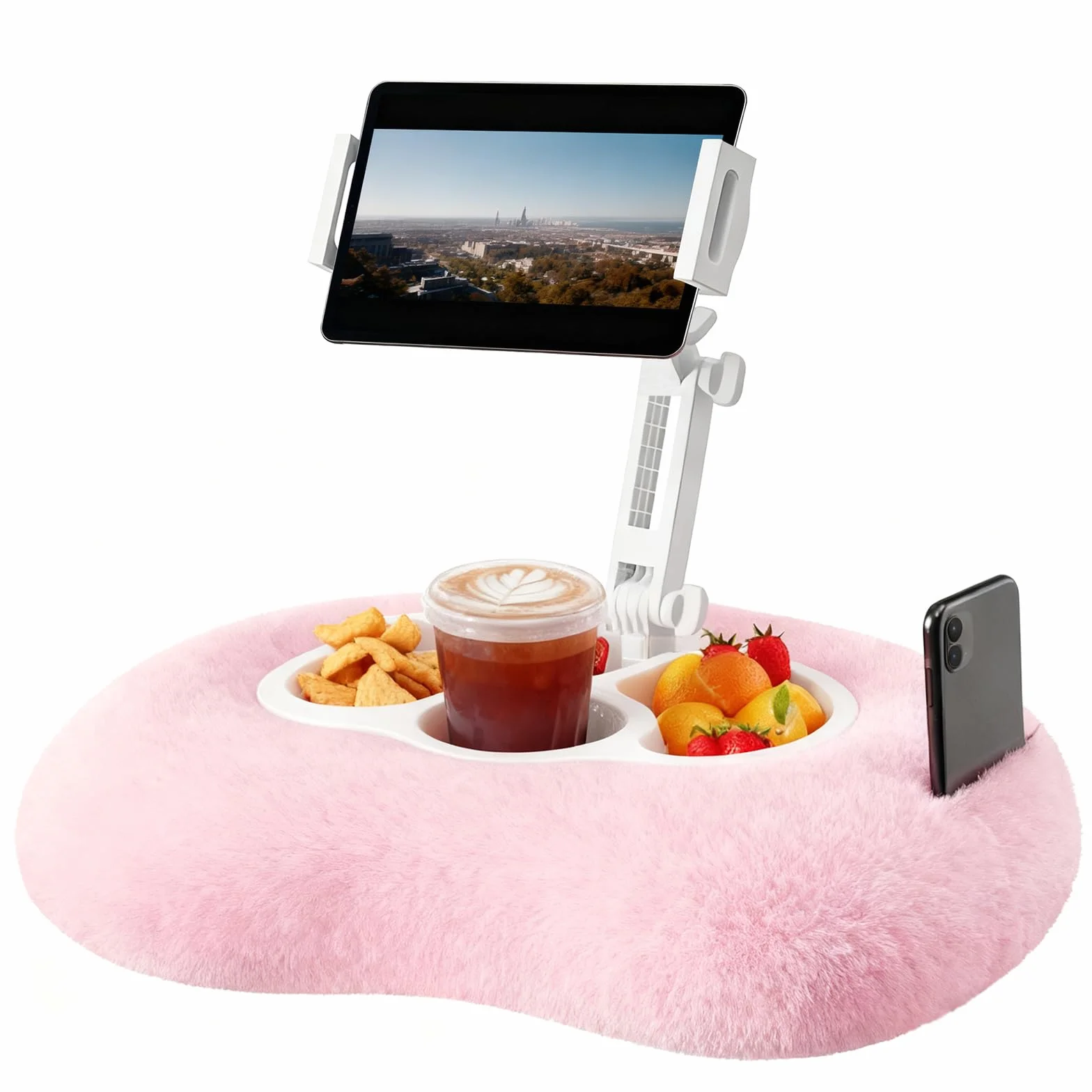 JAOGAUS Soporte para Tablet, Soporte Ajustable para Kindle para Leer con 3 Compartimentos para Refrigerios, Compatible con Teléfonos, Tabletas y Dispositivos Kindle de 4,7 a 13 Pulgadas.
