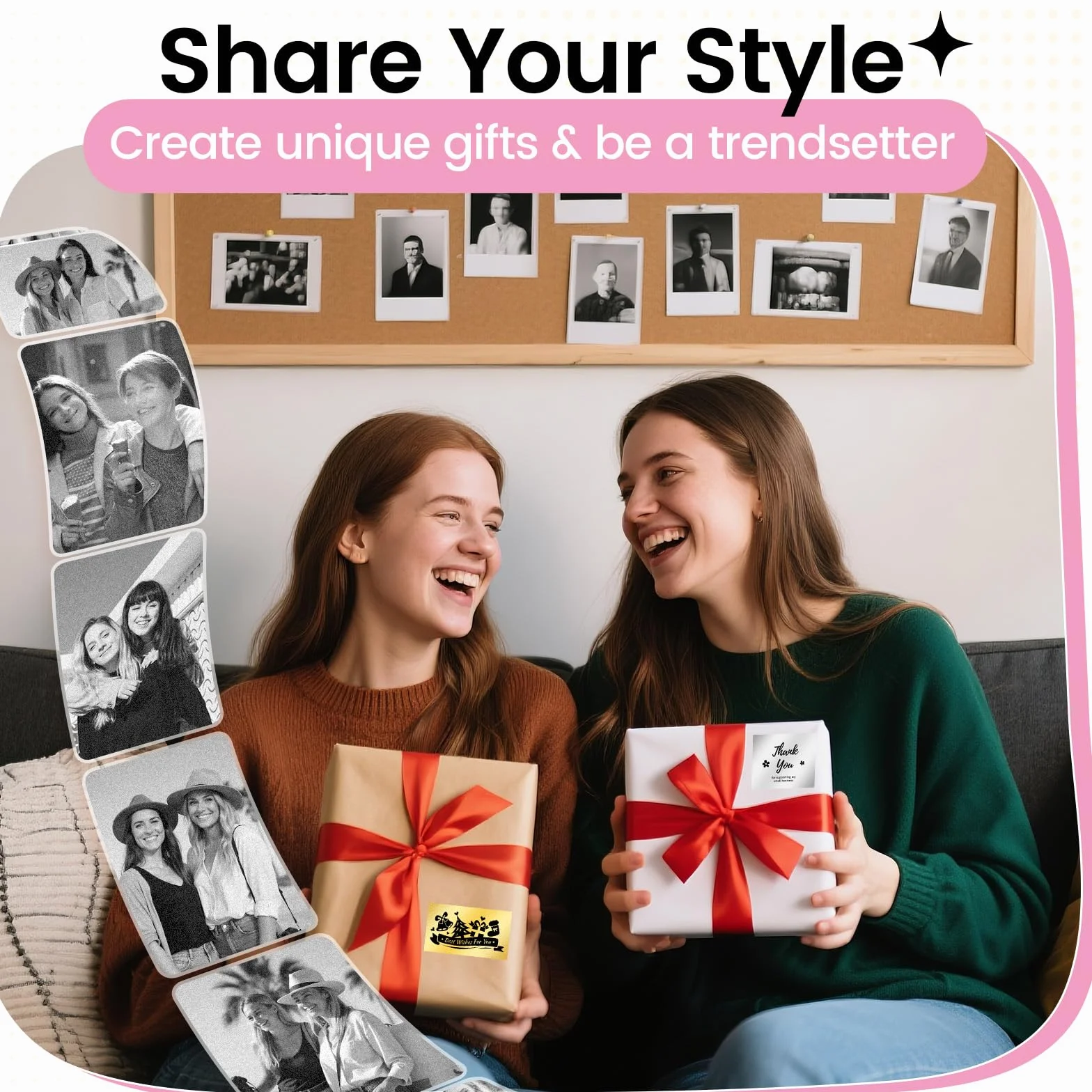 Phomemo M02 - Impresora portátil de Bolsillo - Mini Bluetooth inalámbrica con Etiqueta térmica Compatible con Android iOS para Imprimir instantáneamente, Mini Asistente de Vida, Buen Regalo, Rosa