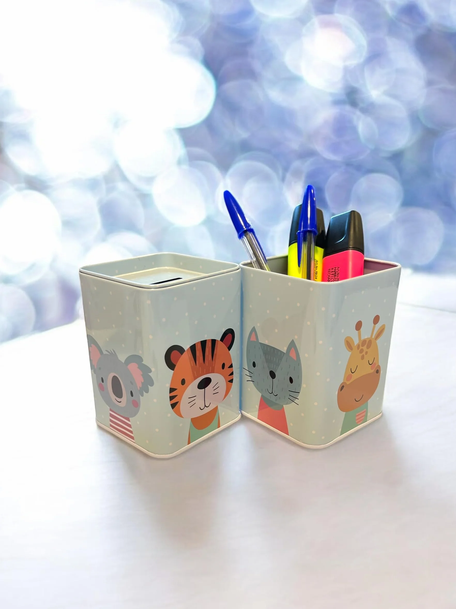 Hucha Lata Infantil Original Animalitos Verde con Tapa