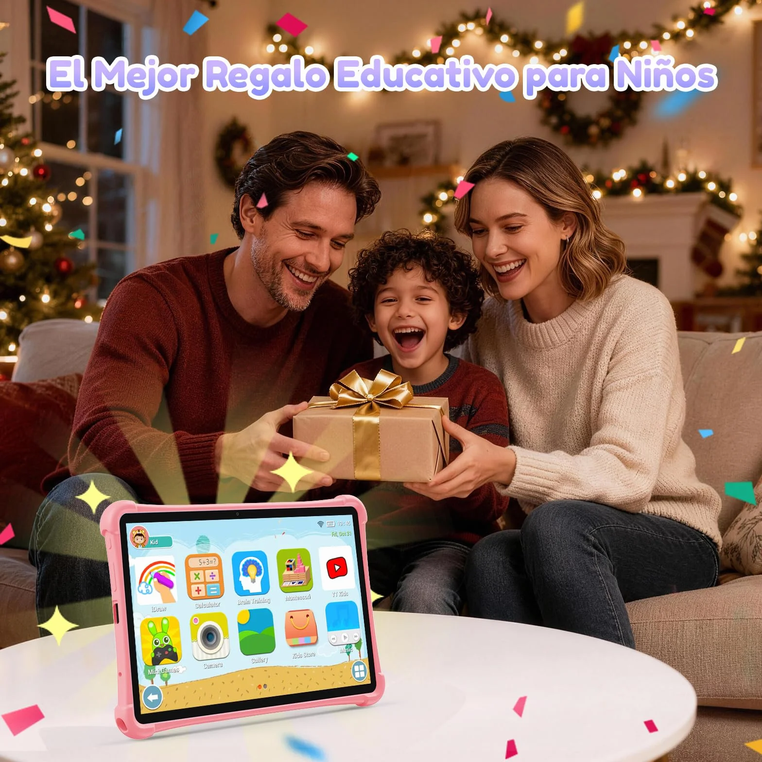 ALLDOCUBE Tablet Niños 10 Pulgadas, Tableta Infantil Android 15, 7 GB+64 GB, Batería 5500mAh, Wi-Fi, BT, GPS, Control Parental, iWAWA Preinstalado, Tableta Educativa para Niños con Funda
