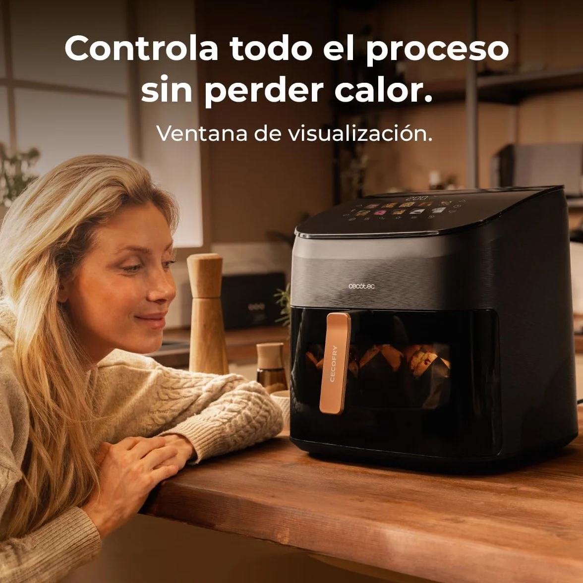 Cecotec Freidora de Aire 8,5L Doble Grill Ahumador Cecofry&Grill Smokin' 8500 Plus 2200W 10 Menús