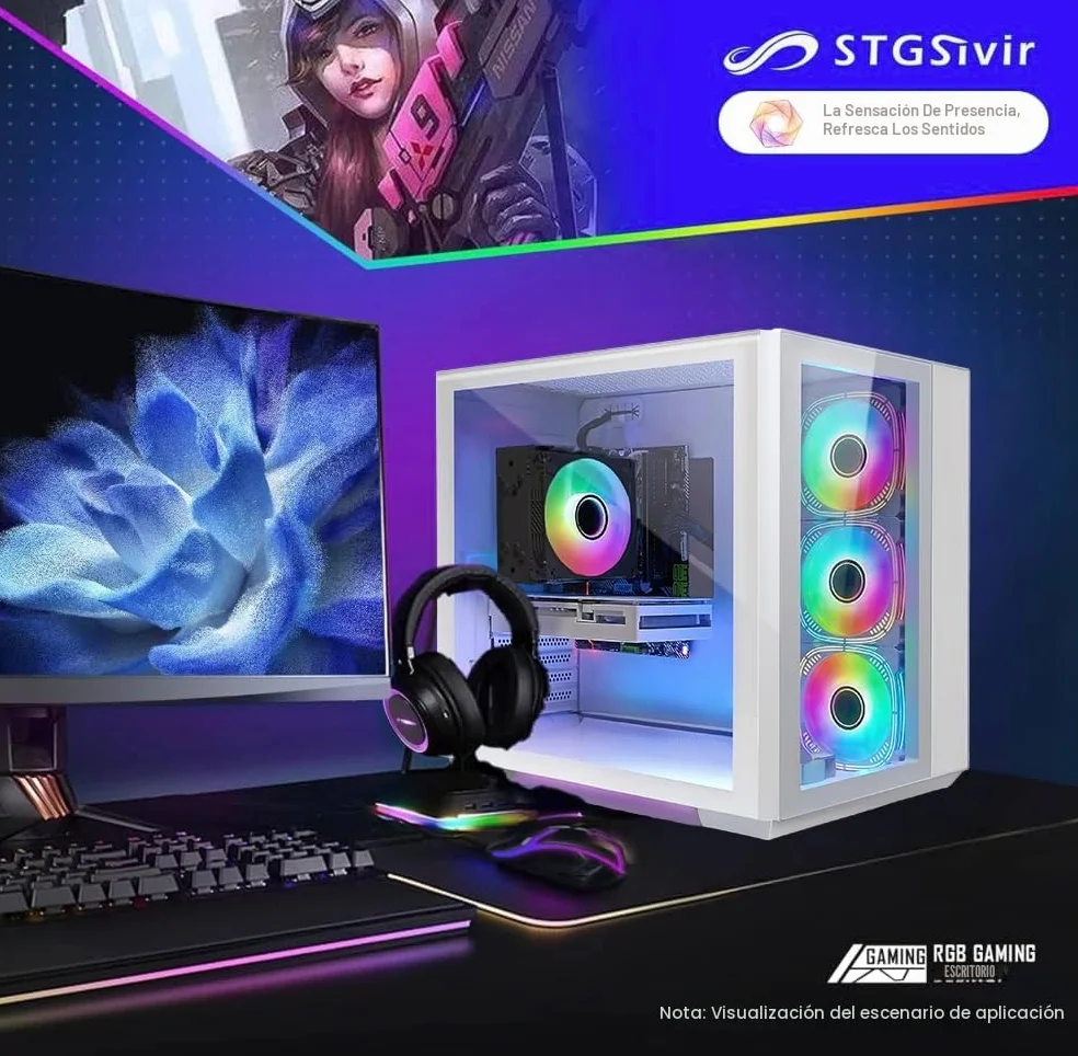 STGsivir PC Gaming, Ordenador de Sobremesa Gaming, Core i7 hasta 3.9 GHz, Nvidia RTX 3060 12GB GDDR6, 16GB RAM, 1TB SSD, WiFi 6, BT 5.0, Windows11 Pro