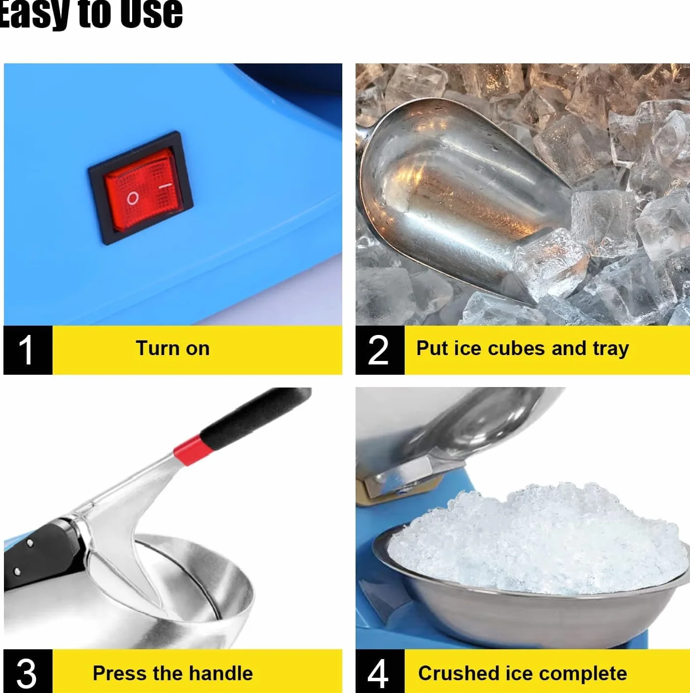 Picadora eléctrica de hielo Lightakai 220 V 300 W acero inoxidable 2200 rpm