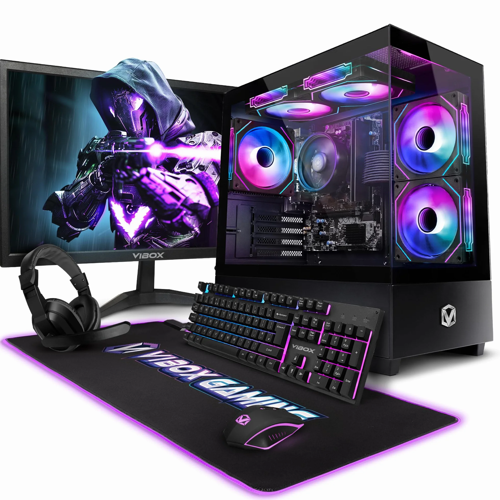 Vibox I-505 PC Gaming Completo • Monitor 22" • AMD Ryzen 3 3200G 4 Cores • Radeon Vega 8 • 16GB RAM • 500GB SSD • Linux OS • WiFi