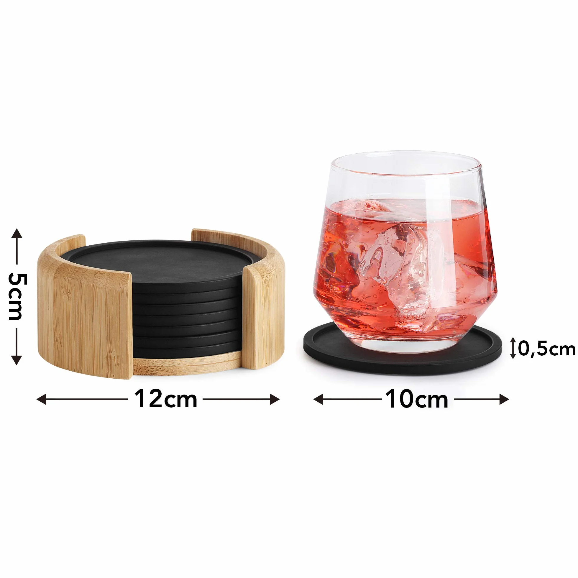 Posavasos de Silicona Redondos Juego de 8 Gris Oscuro para Bebidas