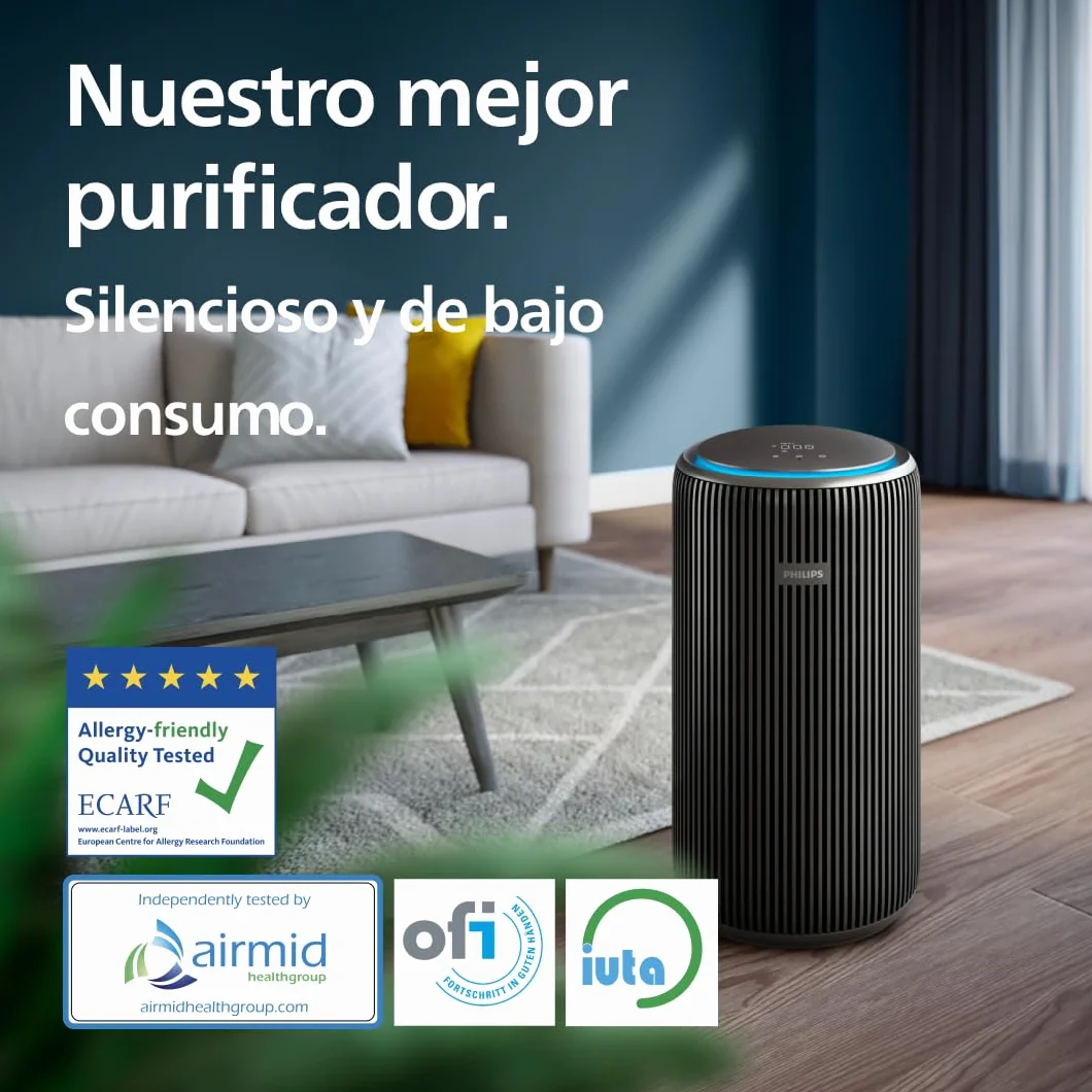 Philips Purificador de aire Serie 4200 HEPA NanoProtect doble filtro carbón activo CADR 600m³/h 156m² AC4221/11