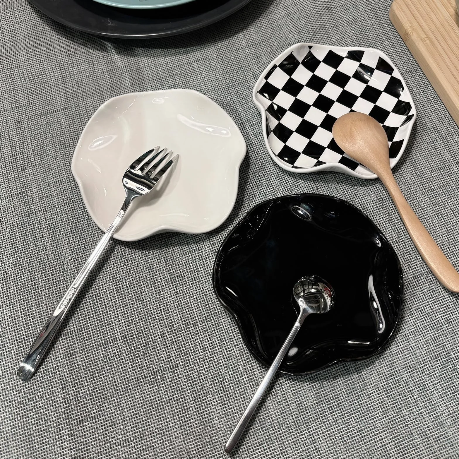 Reposa Cucharas de Cerámica para Cocina, Soporte de Utensilios Resistente al Calor, 13cm, Negro