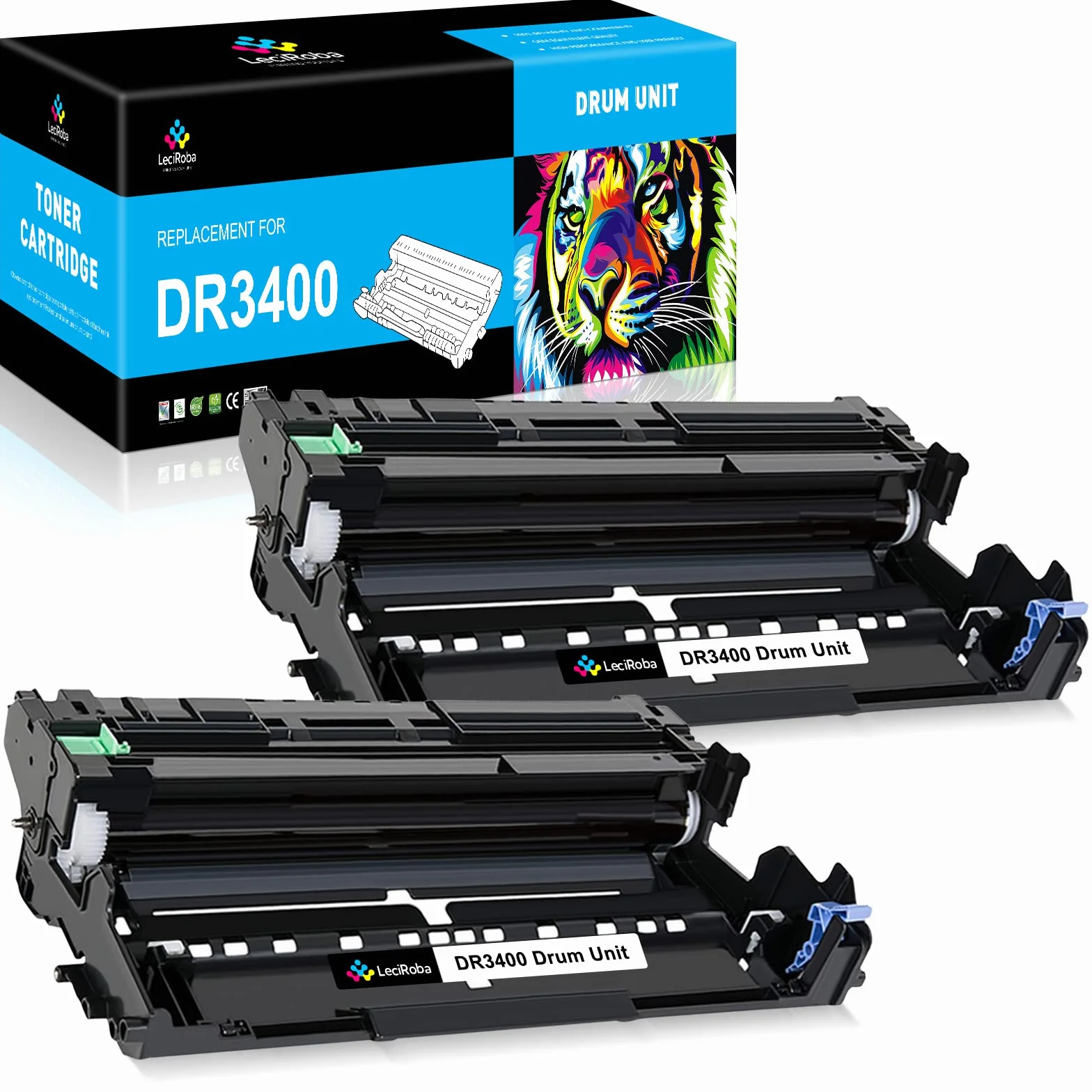 LeciRoba DR3400 para Brother DR-3400 Tambor ,para Brother DCP-L5500DN L6600DW HL-L5000D L5100DN L5200DW L6250DN L6300DW L6300DWT L6400DW L6400DWT MFC-L5700DN L5750DW L6800DW L6900DW( 2 Paquetes)