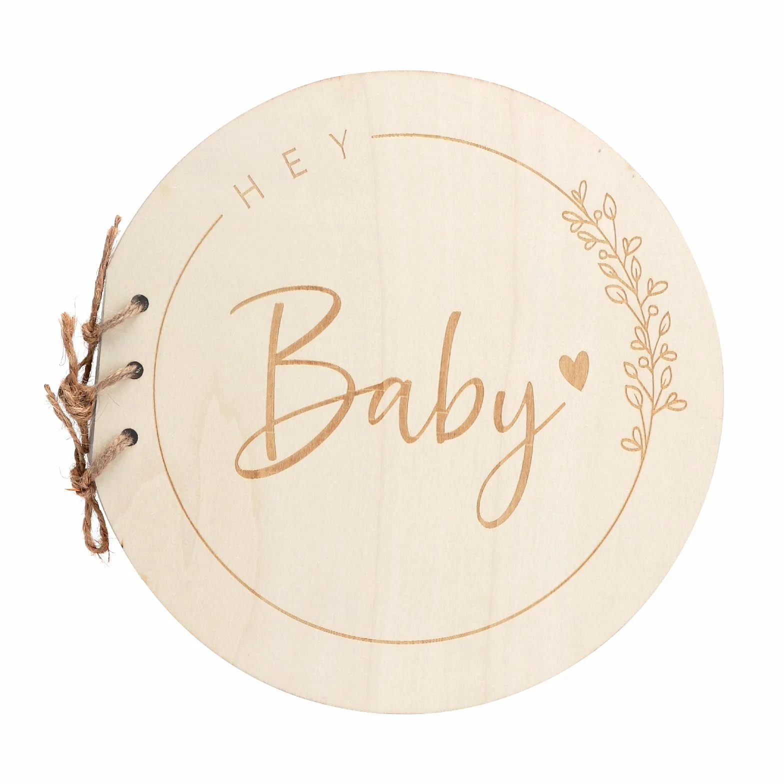 Libro de Visitas Hey Baby, Bebe para Baby Shower con Tapa de Madera, Recuerdos Bebe