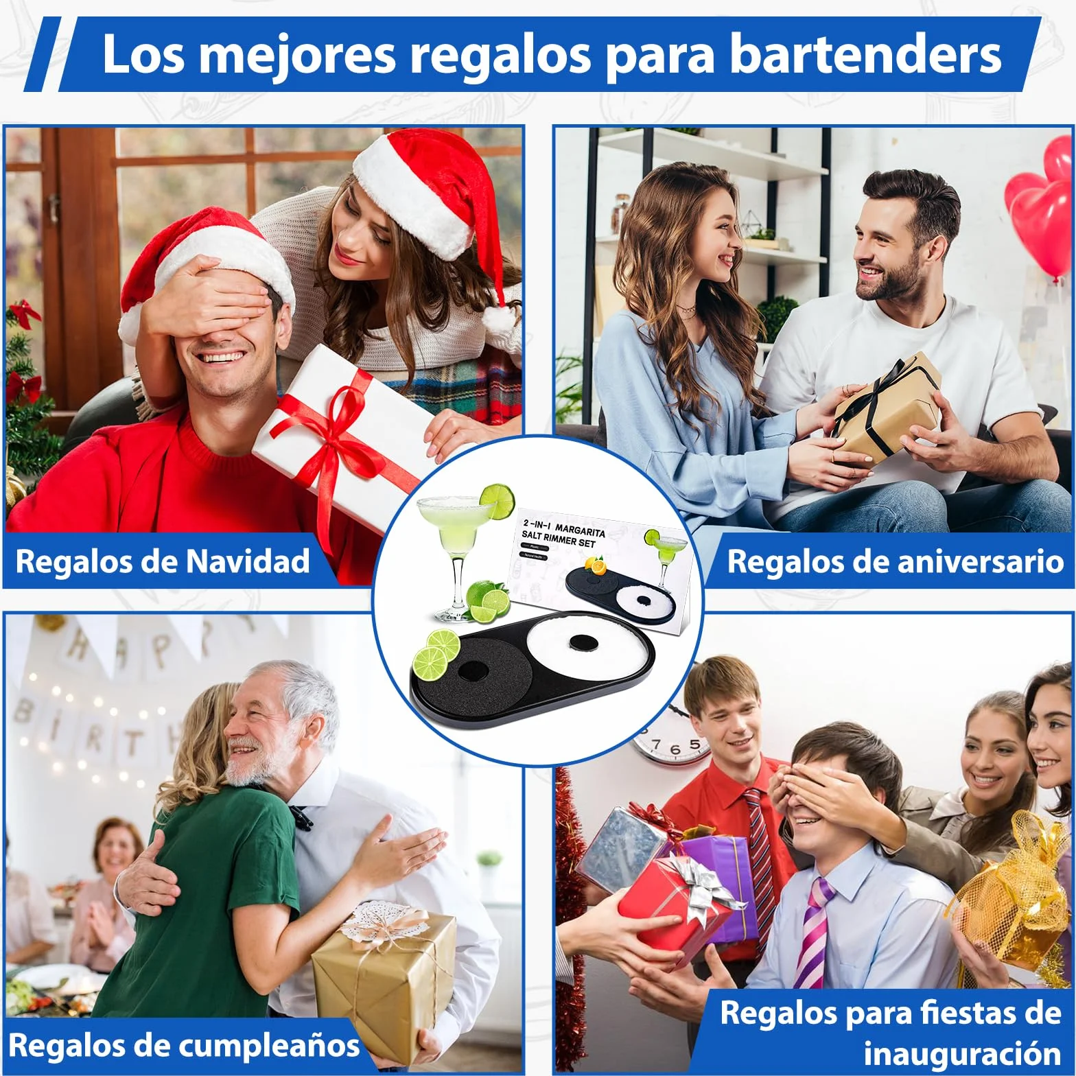 Juego de aplicador de sal y azúcar con esponja 2 en 1 para borde de vaso de cóctel