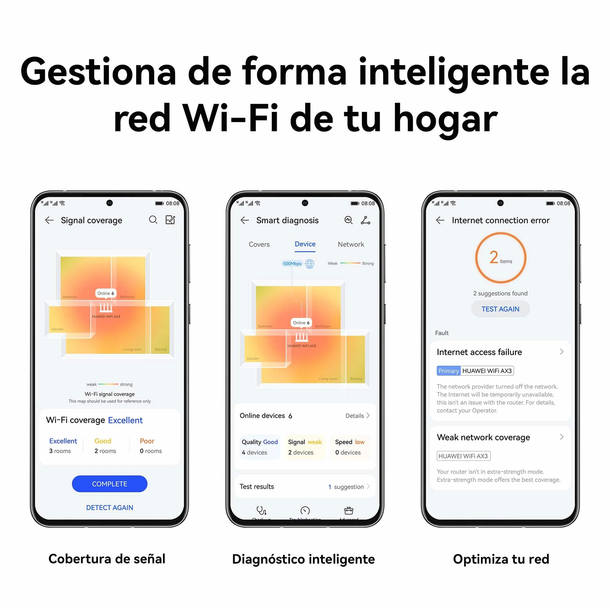 HUAWEI AX3 New Enrutador, Wi-Fi 6 Plus de Banda Dual de 3000 Mbps, 4 Puertos GE WAN/LAN Adaptables Automáticamente, Amplia Cobertura, Diagnóstico Visualizado, Idóneo para Juegos Xbox/PS5/Steam y 8K