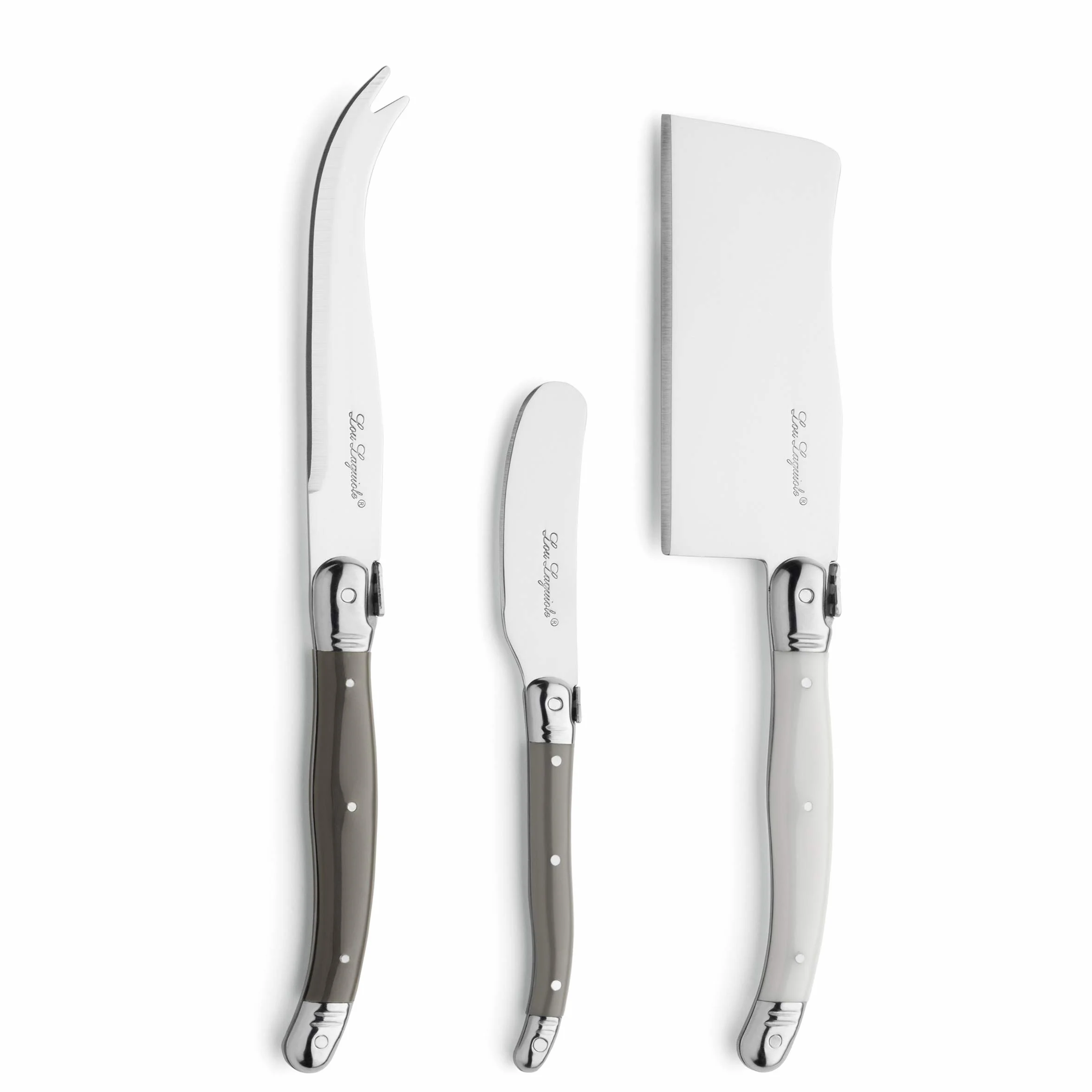 Laguiole Juego de cuchillos para queso 3 piezas acero inoxidable plateado apto para lavavajillas