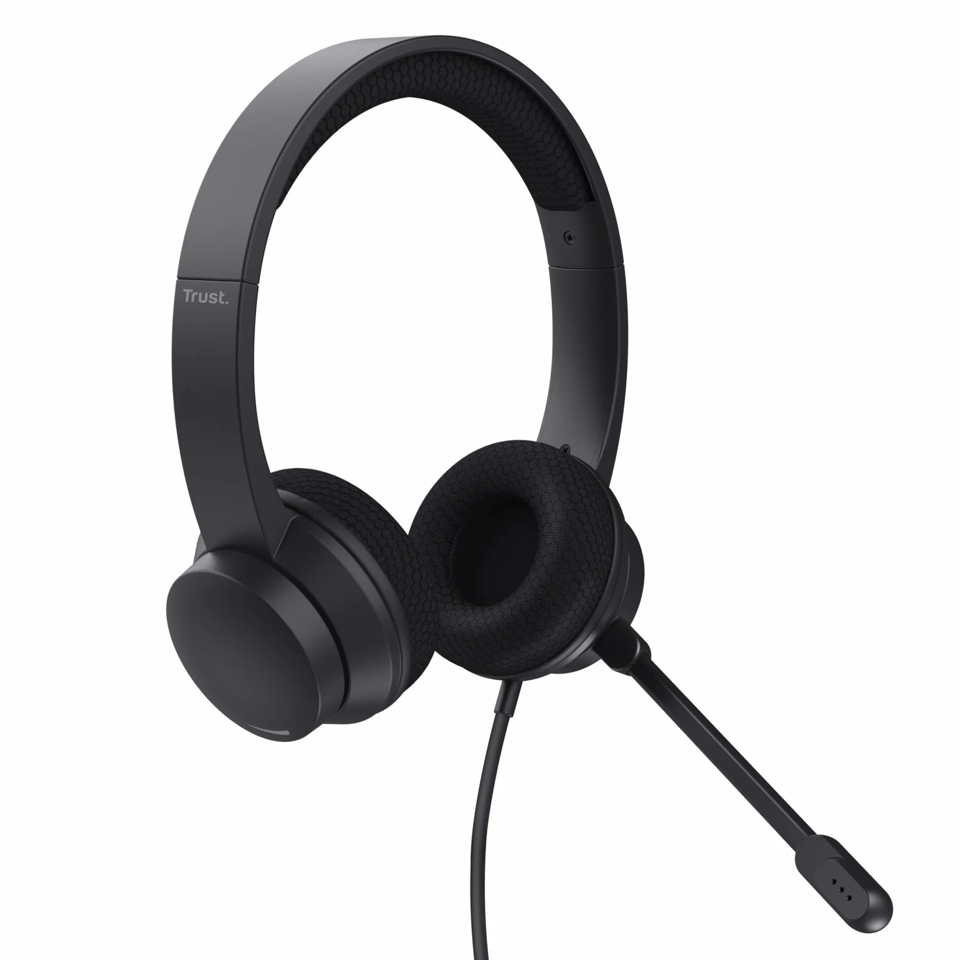 Trust Ayda USB Auriculares con Micrófono PC ENC con Cancelación de Ruido, 65% Plástico Reciclado, Cable 1,8 m, Control de Volumen Supraaural, Cascos On Ear USB-C Ordenador, Portátil, Teams, Negro