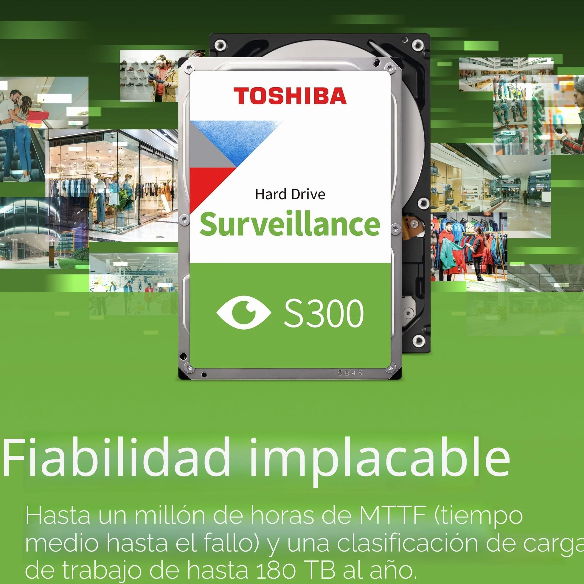 Toshiba 4TB S300 Surveillance HDD - 3.5' SATA Internal Hard Drive Supports up to 64 HD cameras at a 180TB/Year workload (HDWT720UZSVA)