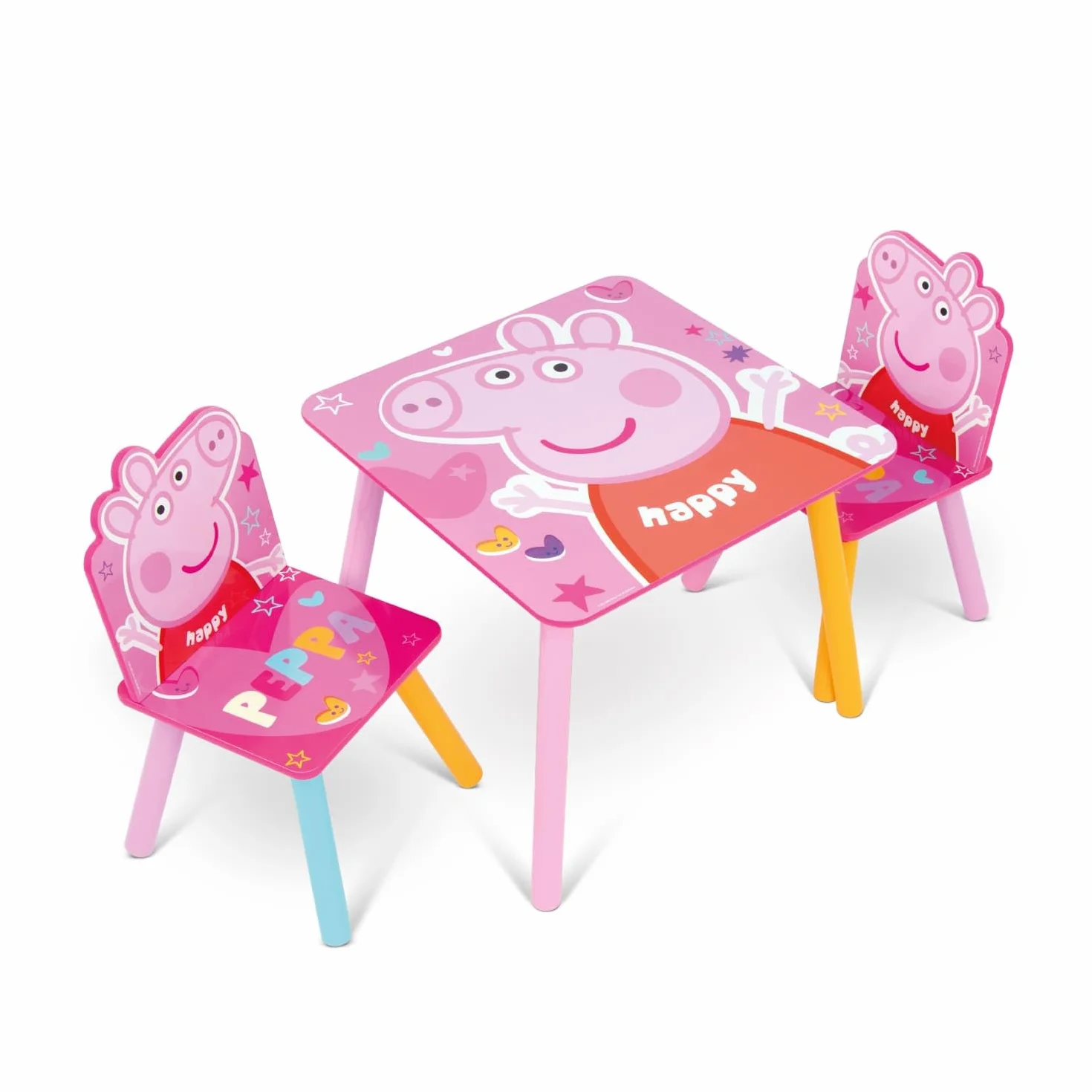 ARDITEX Set Mesa y 2 Sillas Madera Peppa Pig 50x50x44 cm Rosa