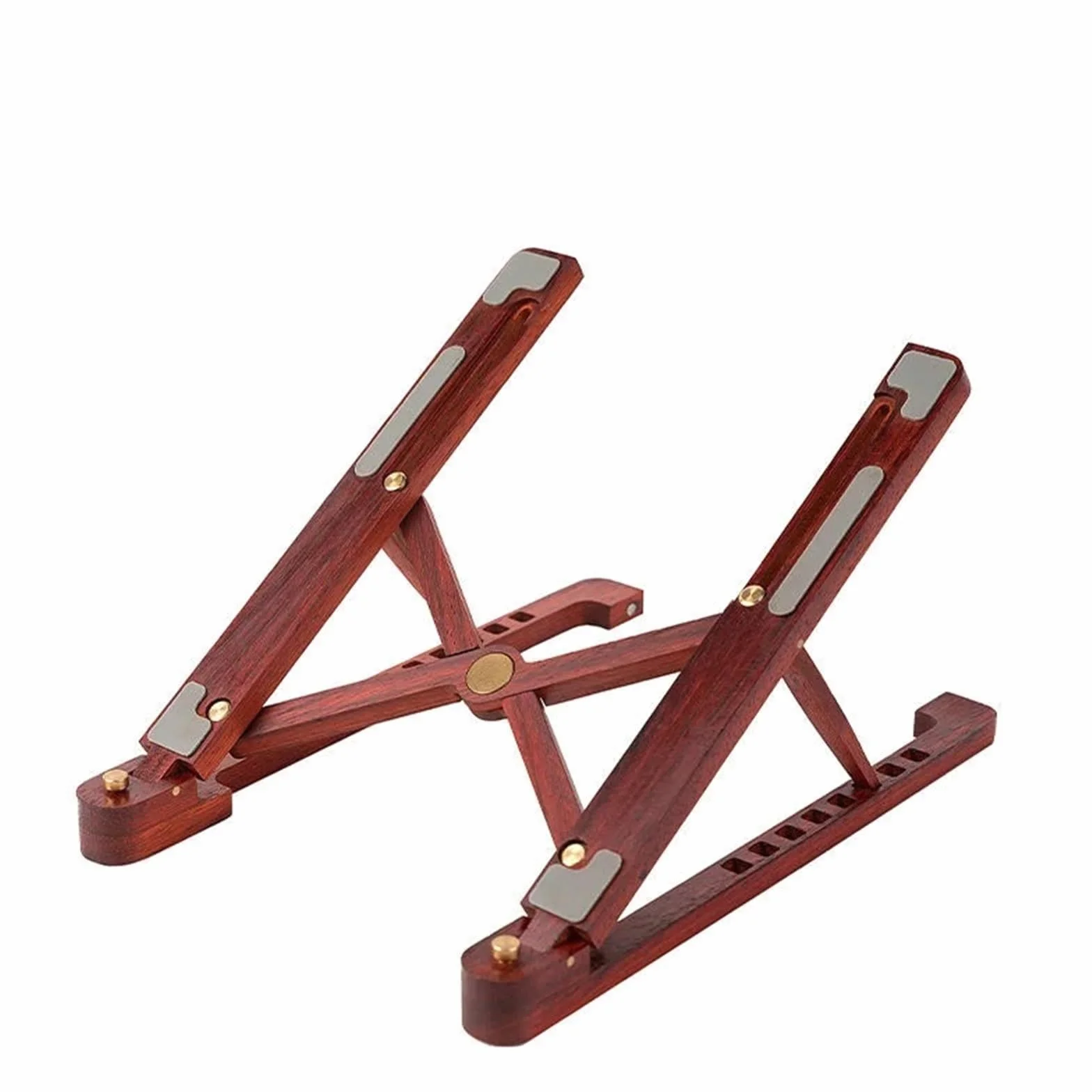 Soporte De Madera for Computadora Portátil Plegable De 8 Niveles De Altura | Soporte for computadora portátil ajustable for computadora portátil 11-17 ''(Rosewood)
